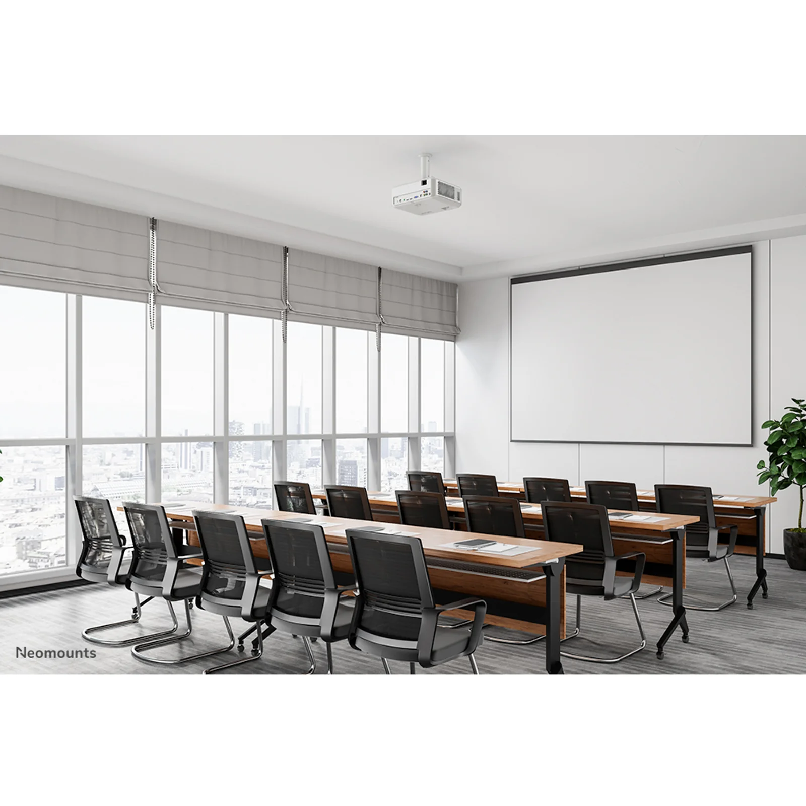 Neomounts BEAMER-C80WHITE Support de plafond pour vidéoprojecteur - h13-20 cm - orientable