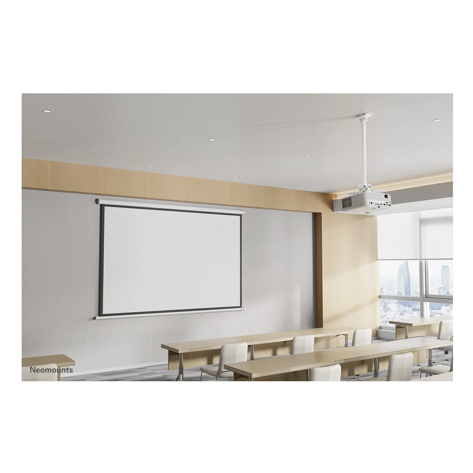 Neomounts CL25-540WH1 Support de plafond pour vidéoprojecteur - h60.5-90.5 cm - installation facile - orientable