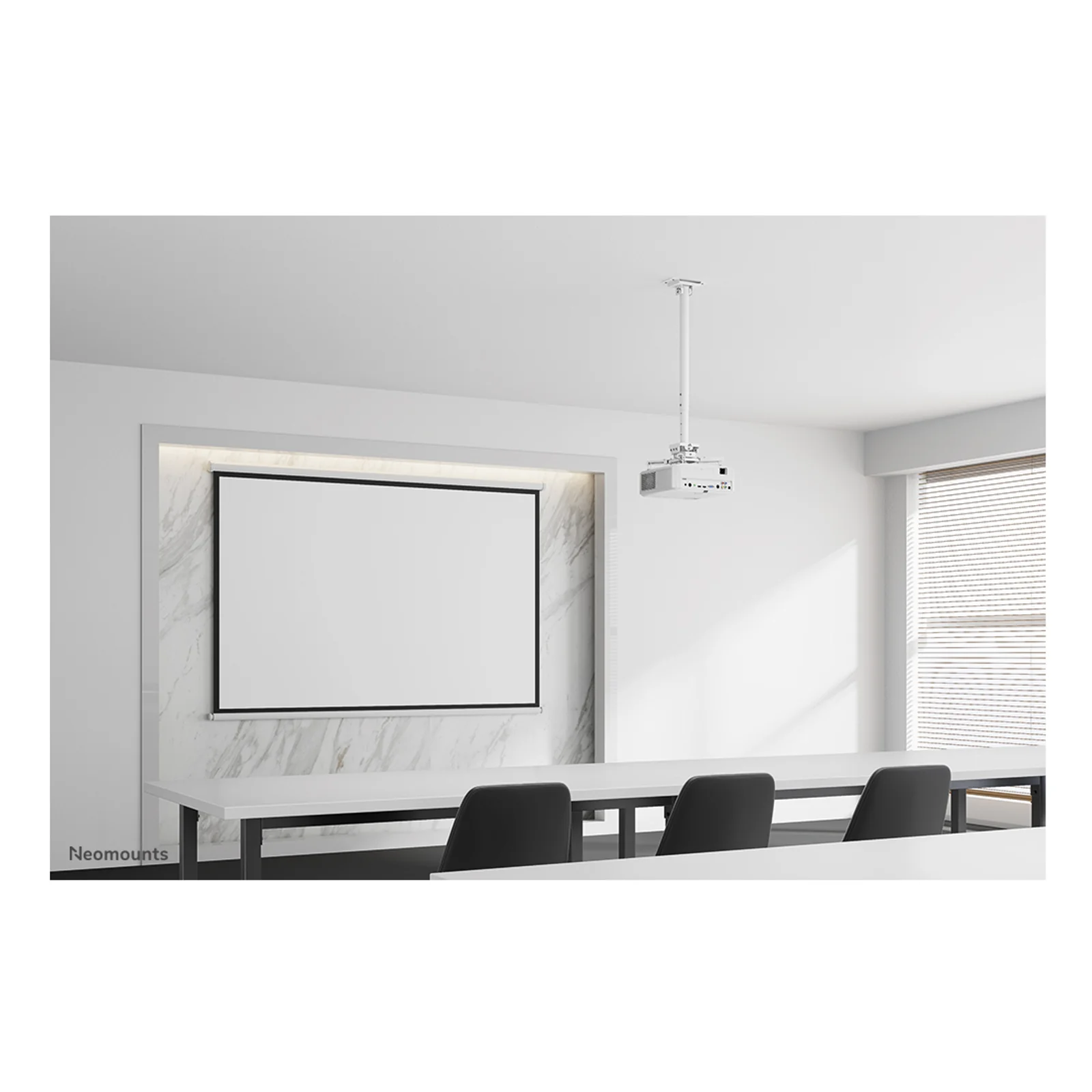 Neomounts CL25-550WH1 Support de plafond pour vidéoprojecteur - h74.5-114.5 cm - installation facile - orientable