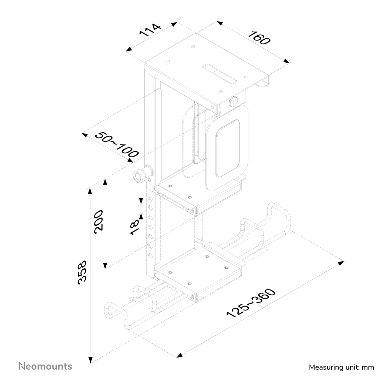 Neomounts CPU-D075BLACK/LK Support pour ordinateur - verrouillable - max 10 kg - universel