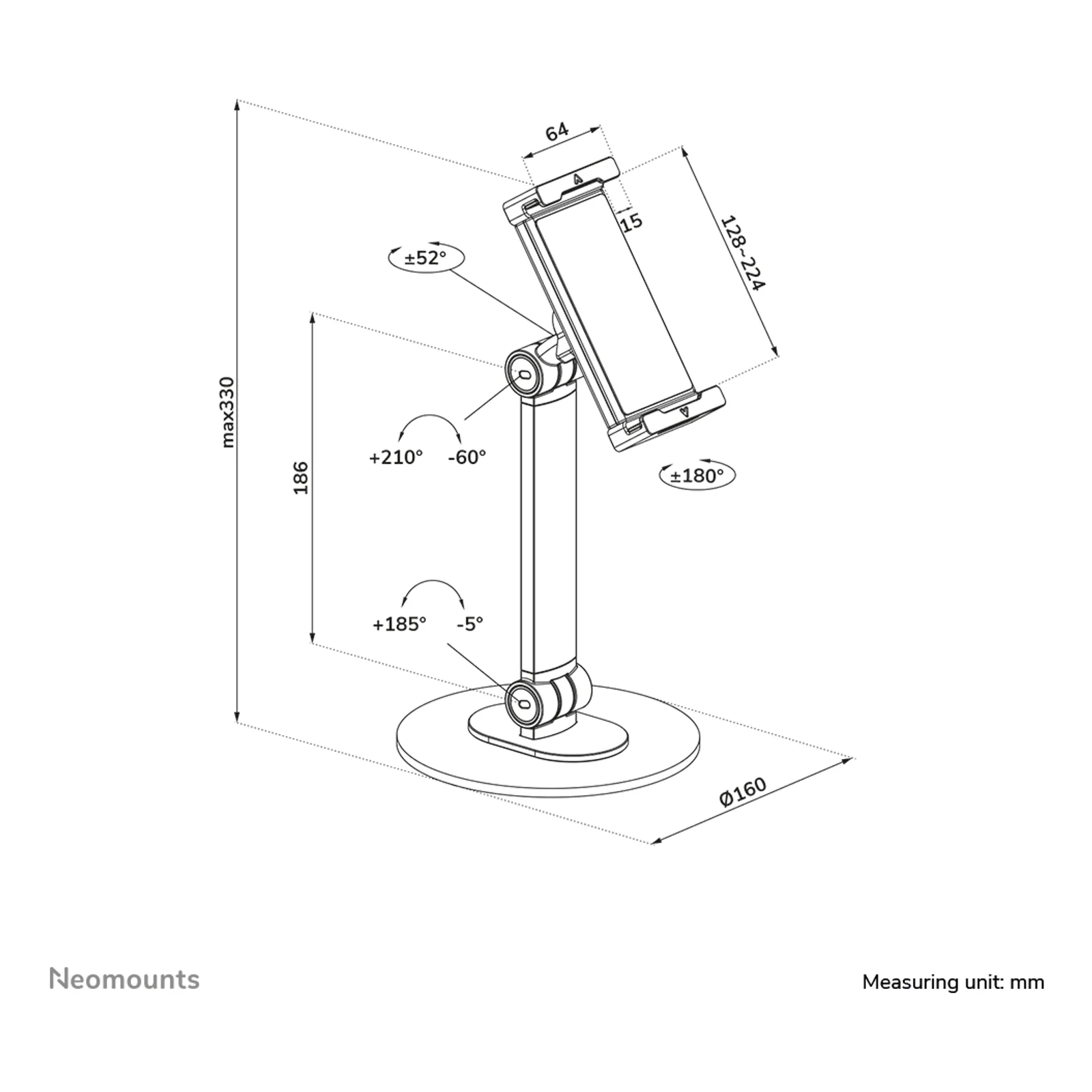 Neomounts DS15-540WH1 Support pour tablette 4.7-12.9" - universel