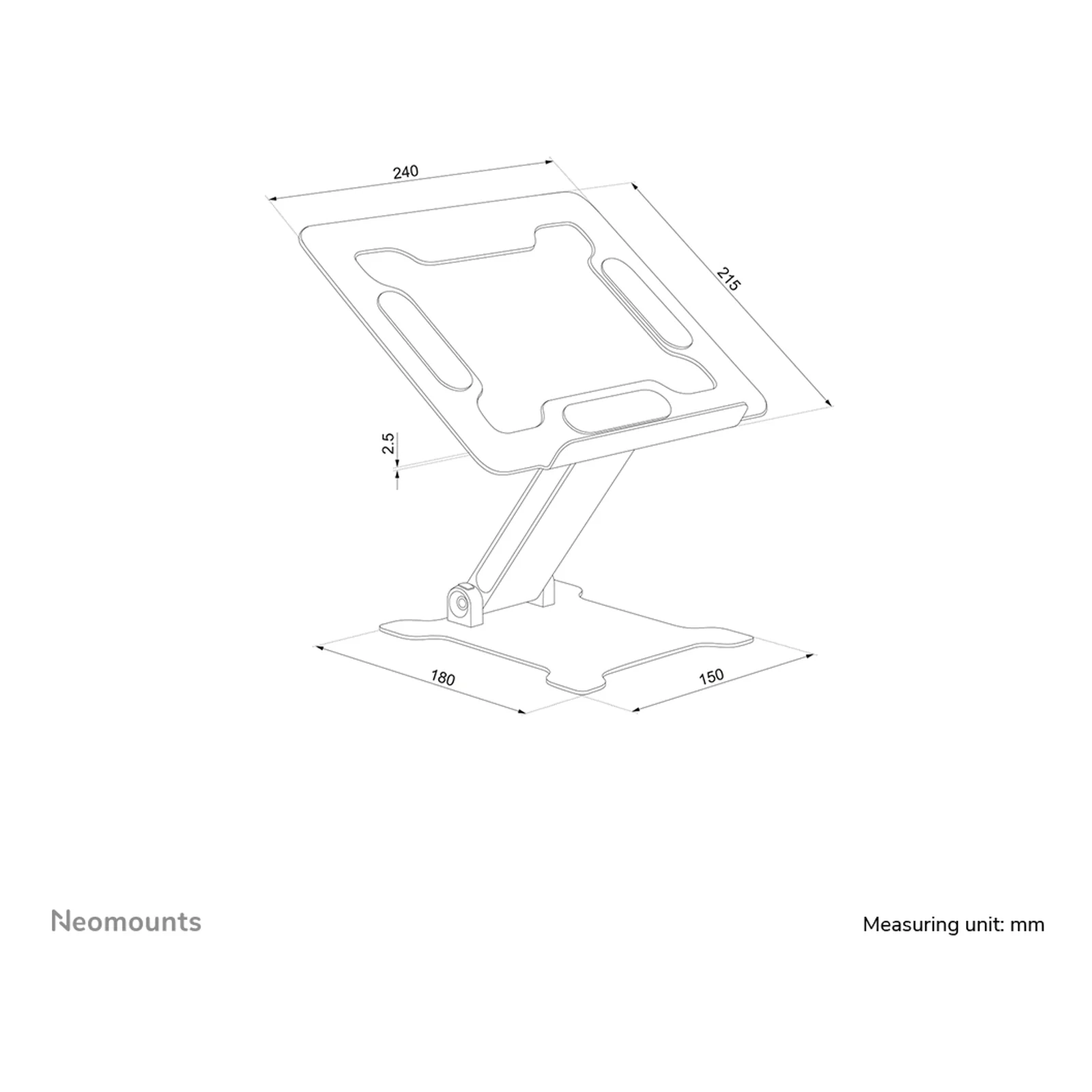 Neomounts DS20-740BL1 Support pour ordinateur portable 11-15" - ajustement en hauteur - pliable - compact - universel