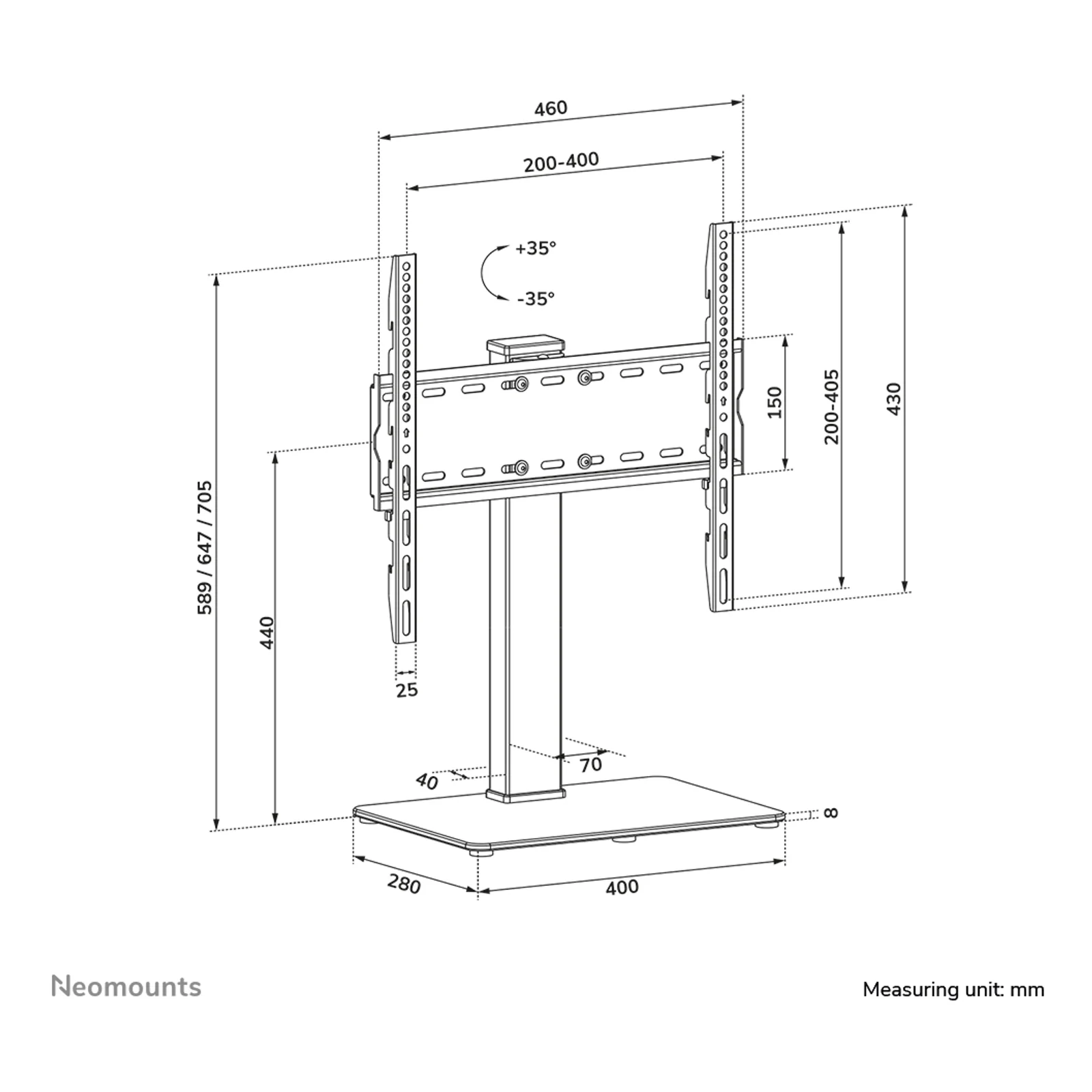 Neomounts DS45-430BL14 Support de bureau pour écran à poser 32-55"- pivotant
