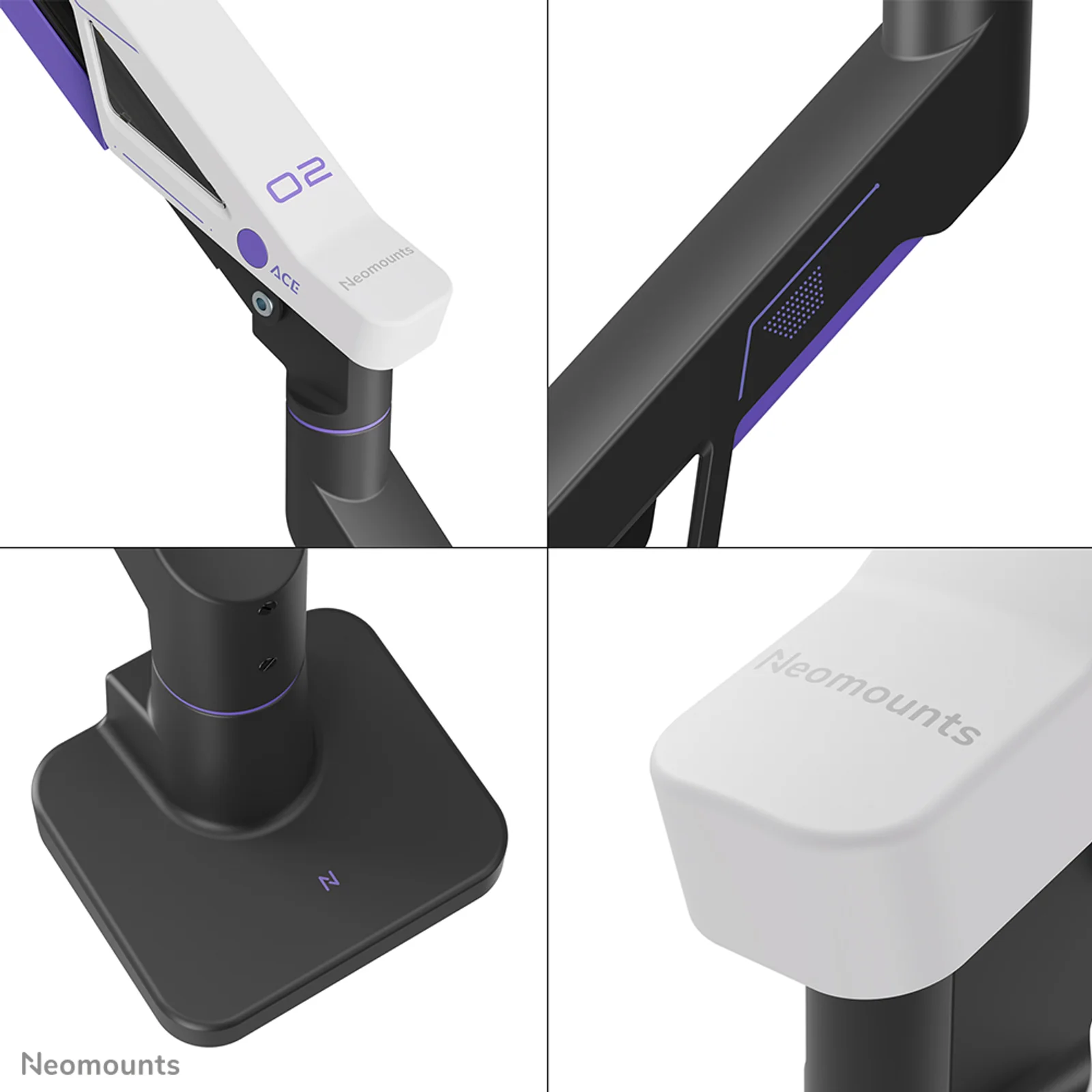 Neomounts DS70-256BL1 Support de écran à fixer gaming 24-57" - ressort à gaz - Topfix - arrêt à 180°
