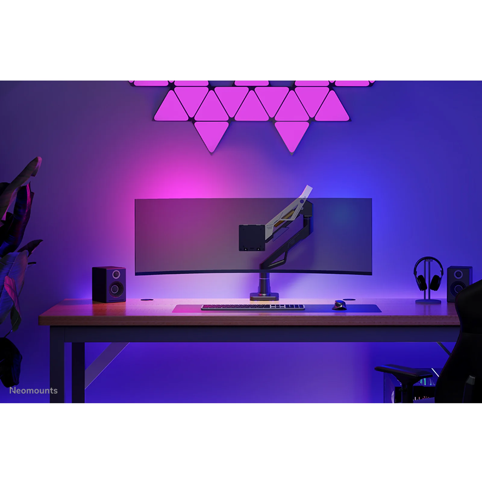 Neomounts DS70-256BL1 Support de écran à fixer gaming 24-57" - ressort à gaz - Topfix - arrêt à 180°