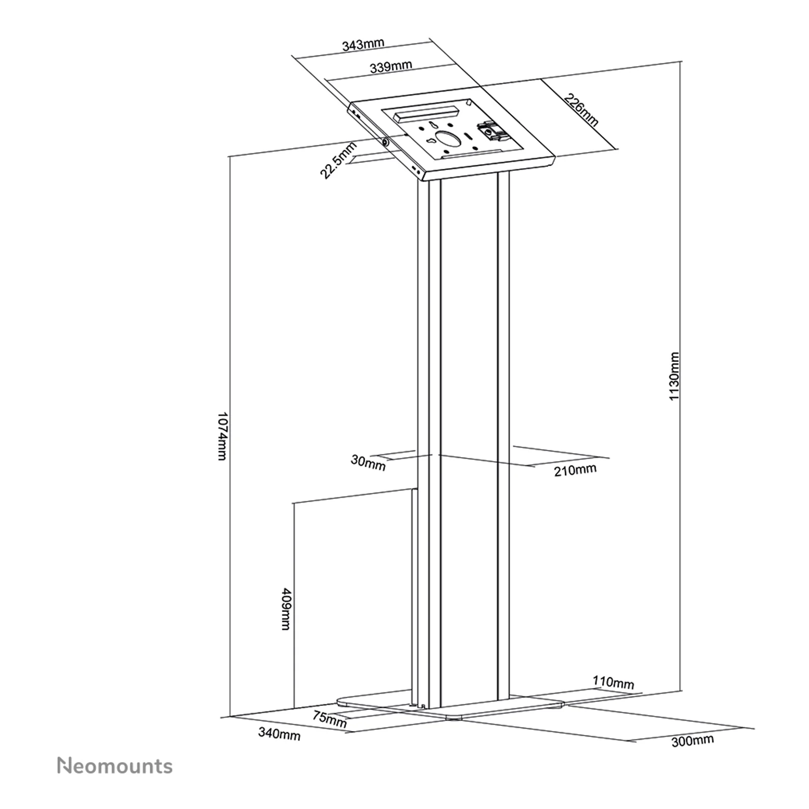 Neomounts FL15-750WH1 Support pour tablette au sol 9.7-11" - verrouillable