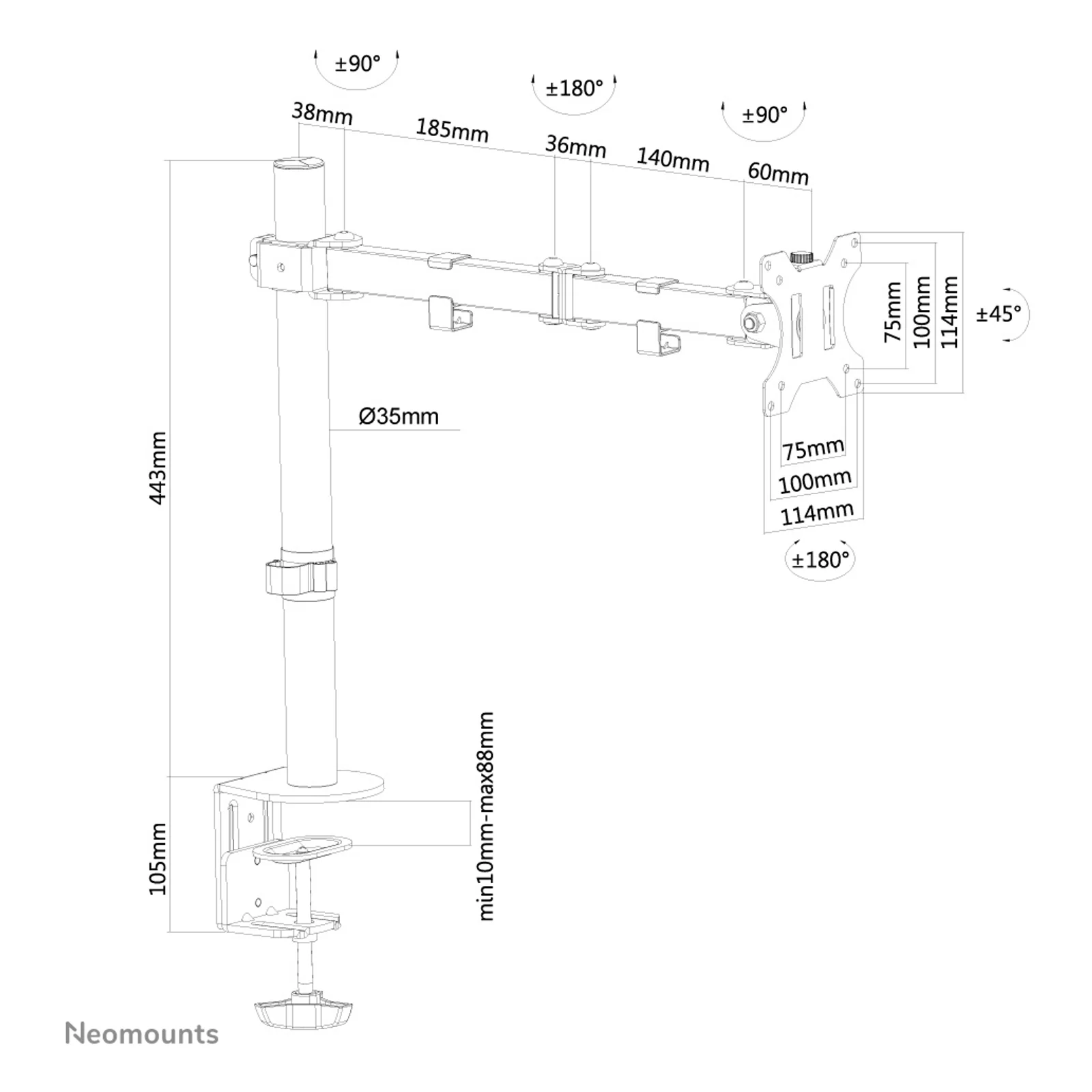 Neomounts FPMA-D550BLACK Support d'écran à fixer 10-32"