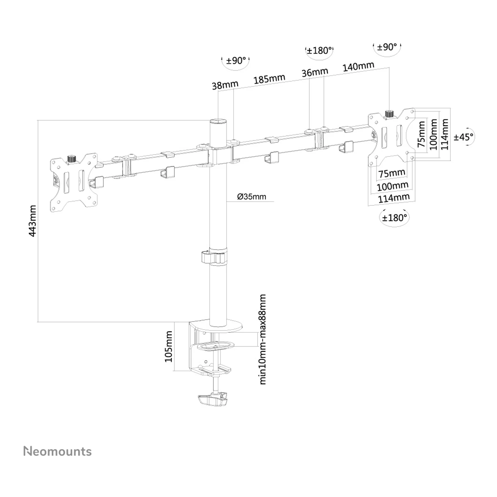 Neomounts FPMA-D550DBLACK Support d'écran à fixer 10-32"