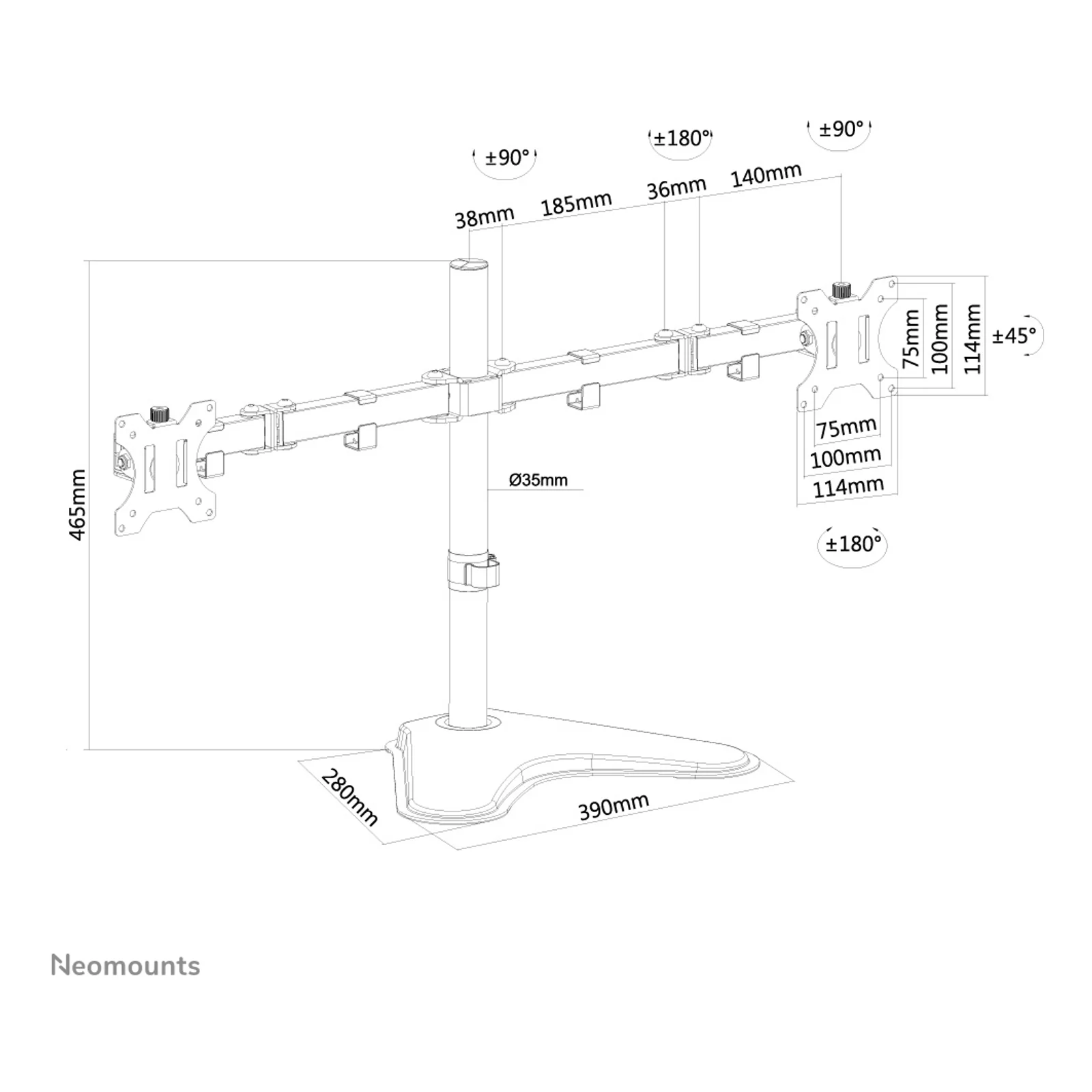 Neomounts FPMA-D550DDBLACK Support d'écran à poser 10-32"