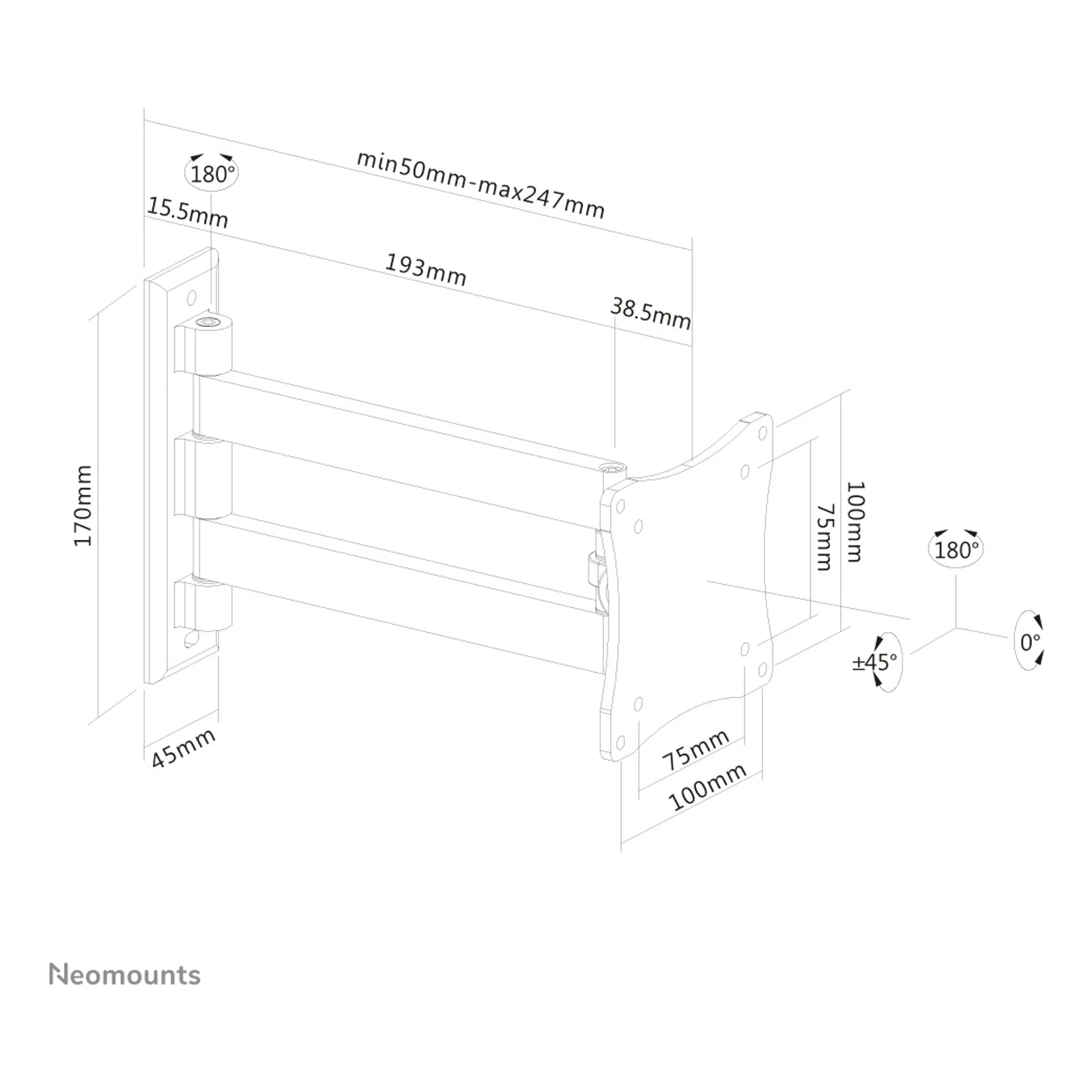 Neomounts FPMA-W820BLACK Support d'écran mural 10-27" - orientable
