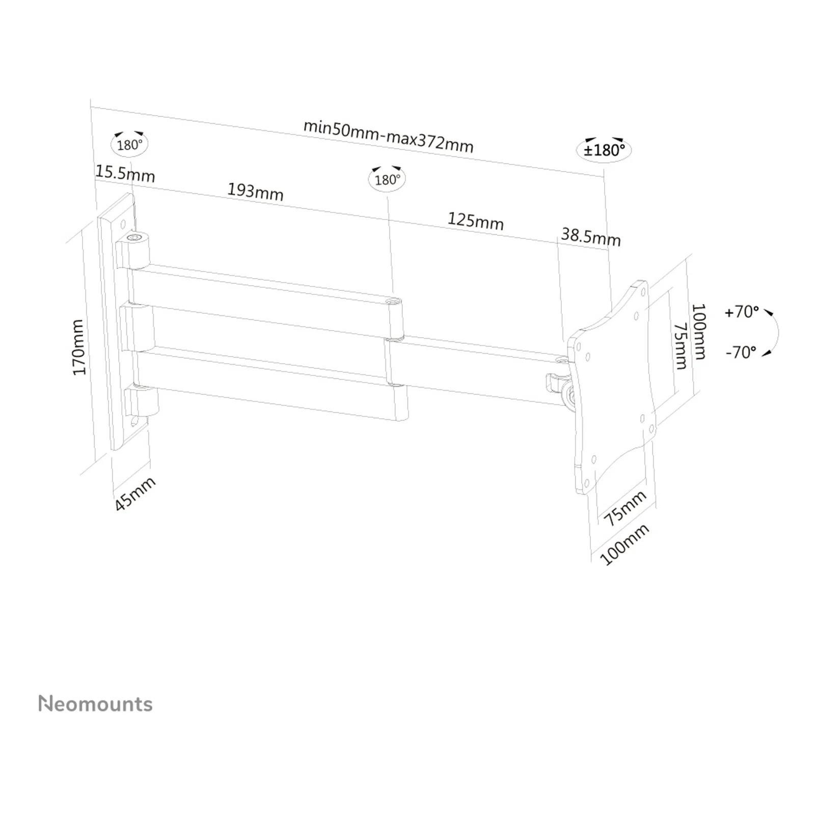 Neomounts FPMA-W830 Support d'écran mural 10-27" - orientable
