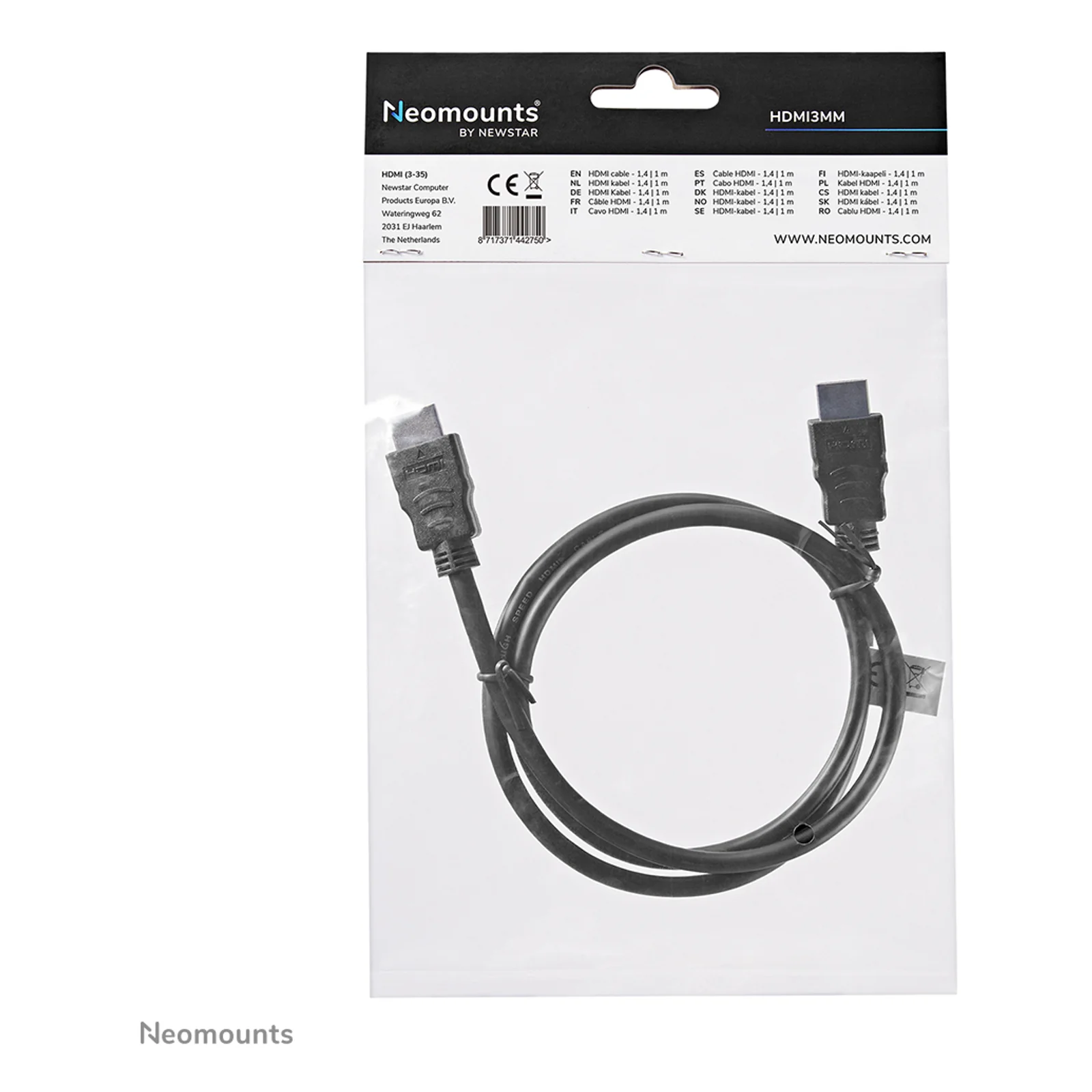 Neomounts HDMI3MM câble HDMI - 1 mètres