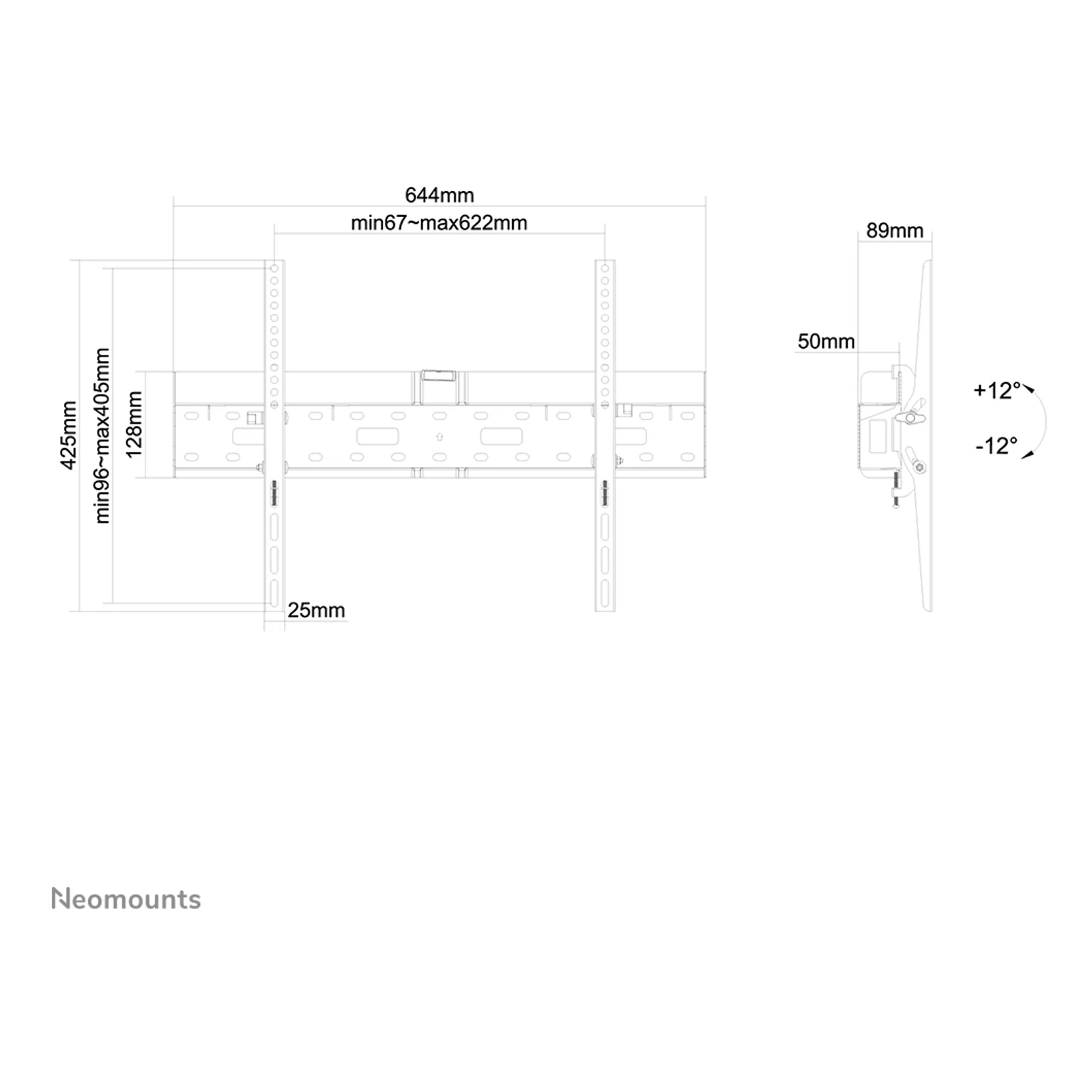 Neomounts LFD-W2640MP Support pour écran mural 37-75" - inclinable