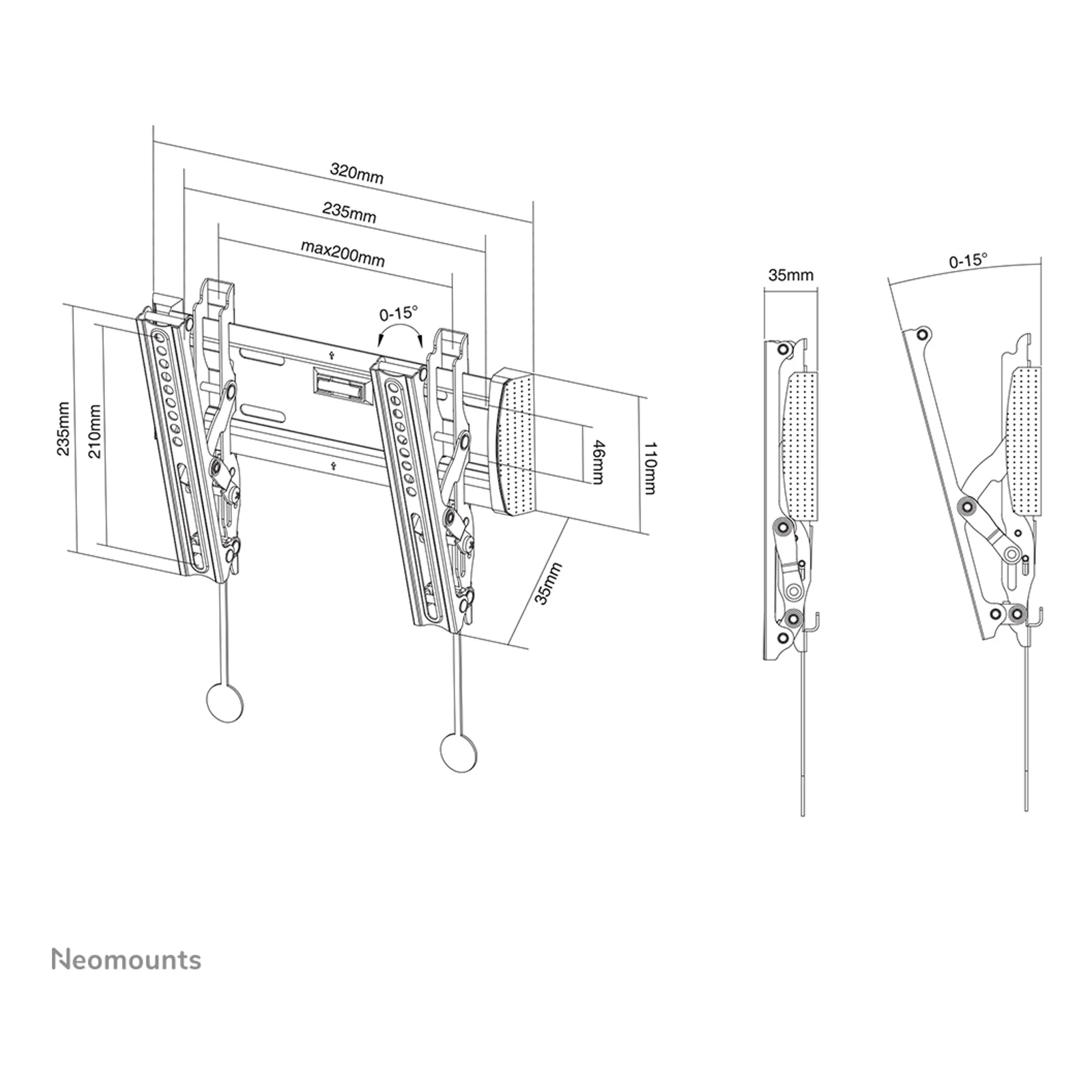 Neomounts NM-W125BLACK Support pour écran mural 10-40" - inclinable