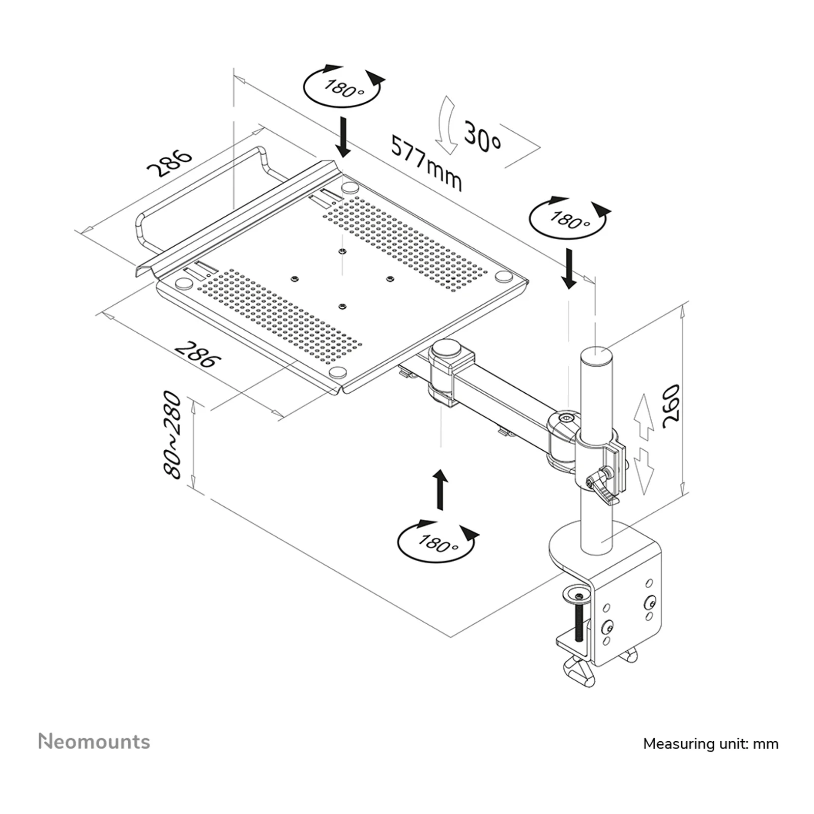 Neomounts NOTEBOOK-D100 Support d'ordinateur portable à fixer 10-22"