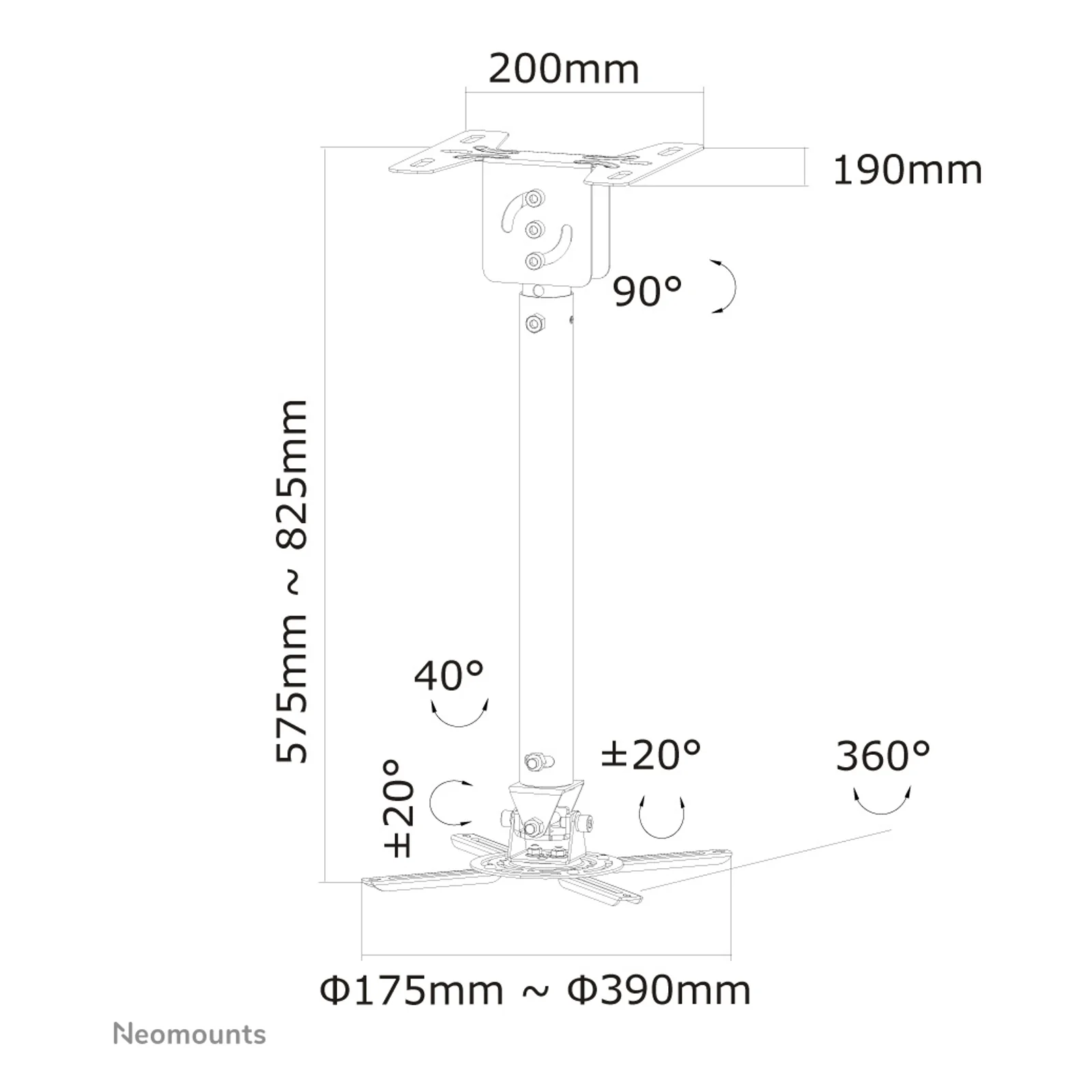 Neomounts support plafond projecteur