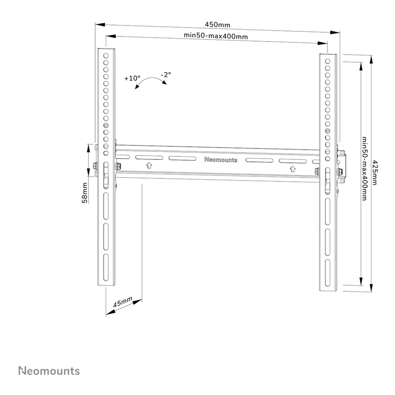 Neomounts WL35-350BL14 Support pour écran mural 32-65" - inclinable - verrouillable - installation facile