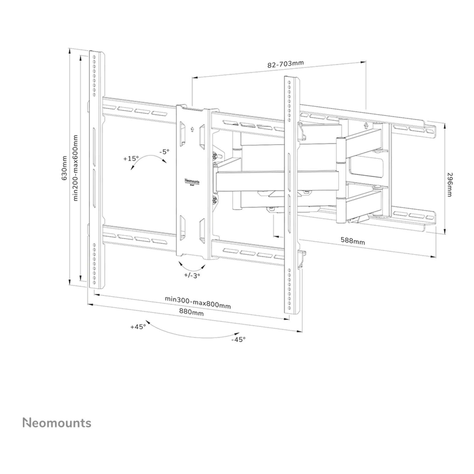 Neomounts WL40S-950BL18 Support mural robuste pour écran 55-110" - orientable