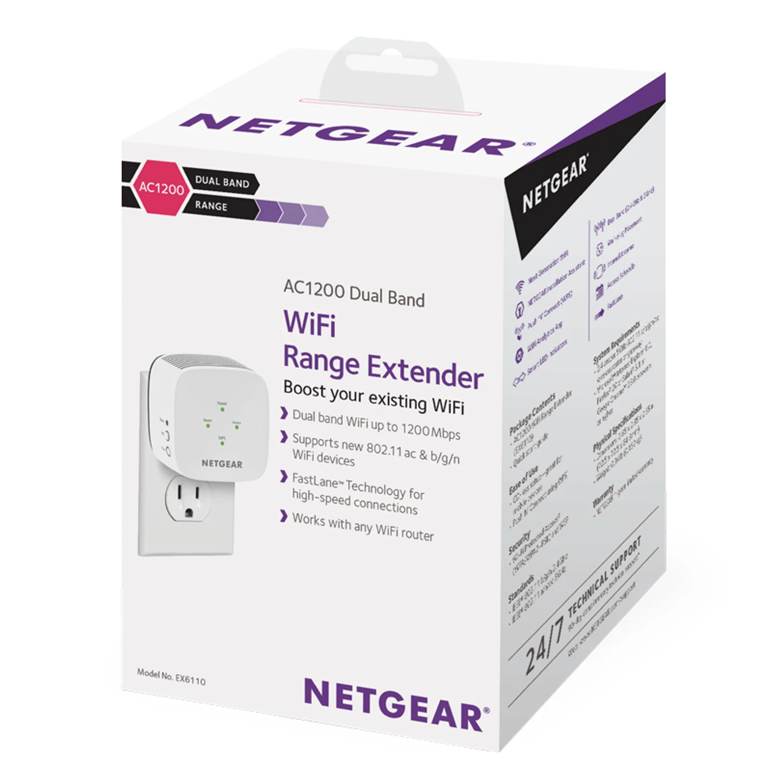 NETGEAR EX6110 Émetteur et récepteur réseau Blanc 10, 100, 300 Mbit/s