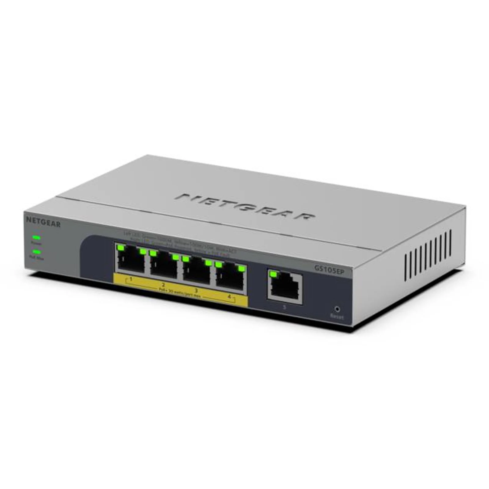 NETGEAR GS105EP Non-géré Gigabit Ethernet (10/100/1000) Connexion Ethernet, supportant l'alimentation via ce port (PoE) Gris