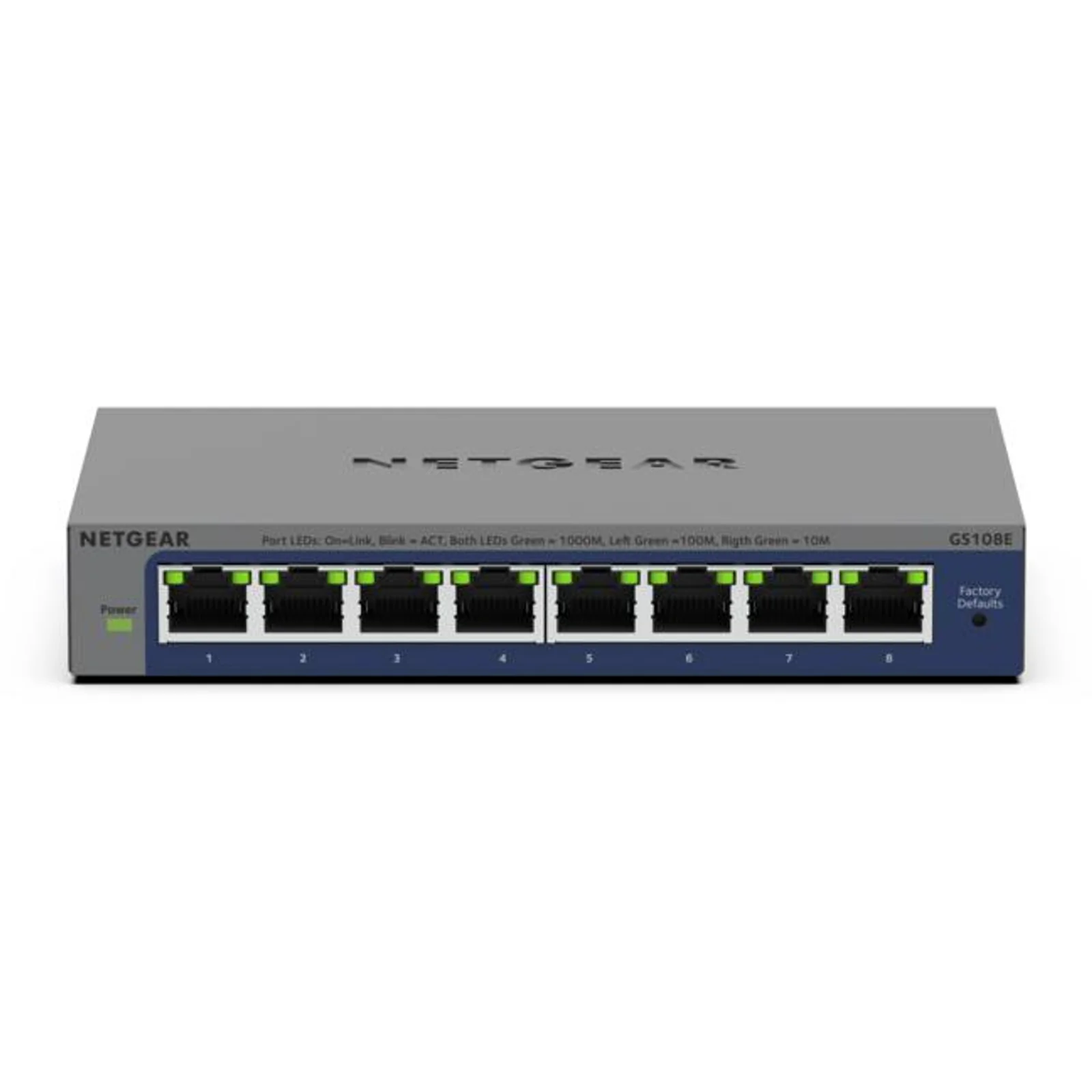 NETGEAR GS108Ev4 Non-géré L2/L3 Gigabit Ethernet (10/100/1000) Gris
