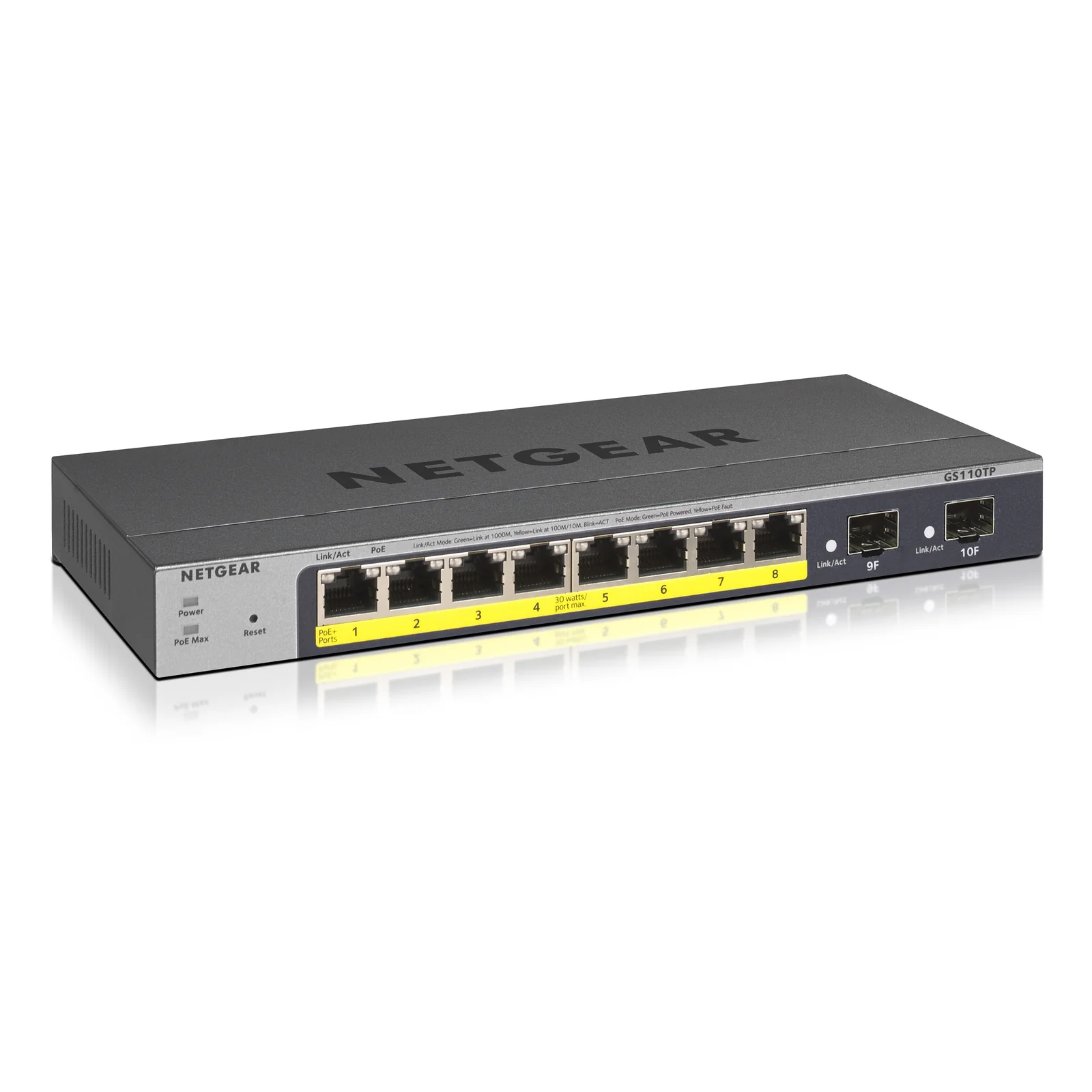 GS110TP Géré L2/L3/L4 Gigabit Ethernet (10/100/1000) Connexion Ethernet, supportant l'alimentation via ce port (PoE) Gris