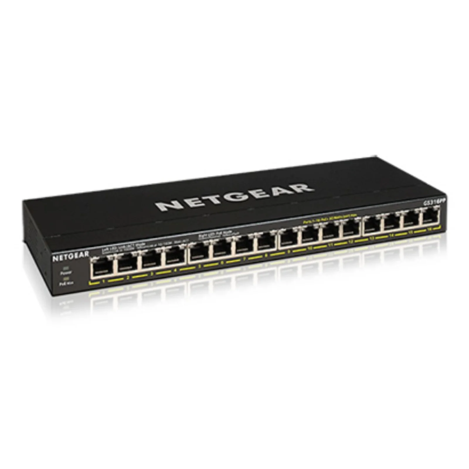 GS316PP Non-géré Gigabit Ethernet (10/100/1000) Connexion Ethernet, supportant l'alimentation via ce port (PoE) Noir