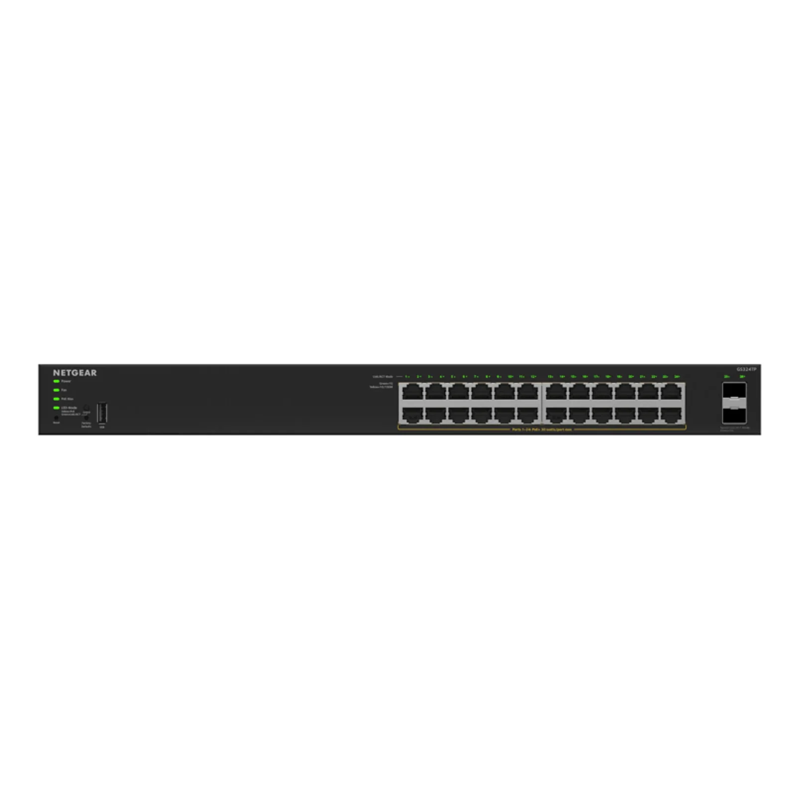 NETGEAR GS324TPv2 Géré L2/L3 Gigabit Ethernet (10/100/1000) Connexion Ethernet, supportant l'alimentation via ce port (PoE) 1U Noir