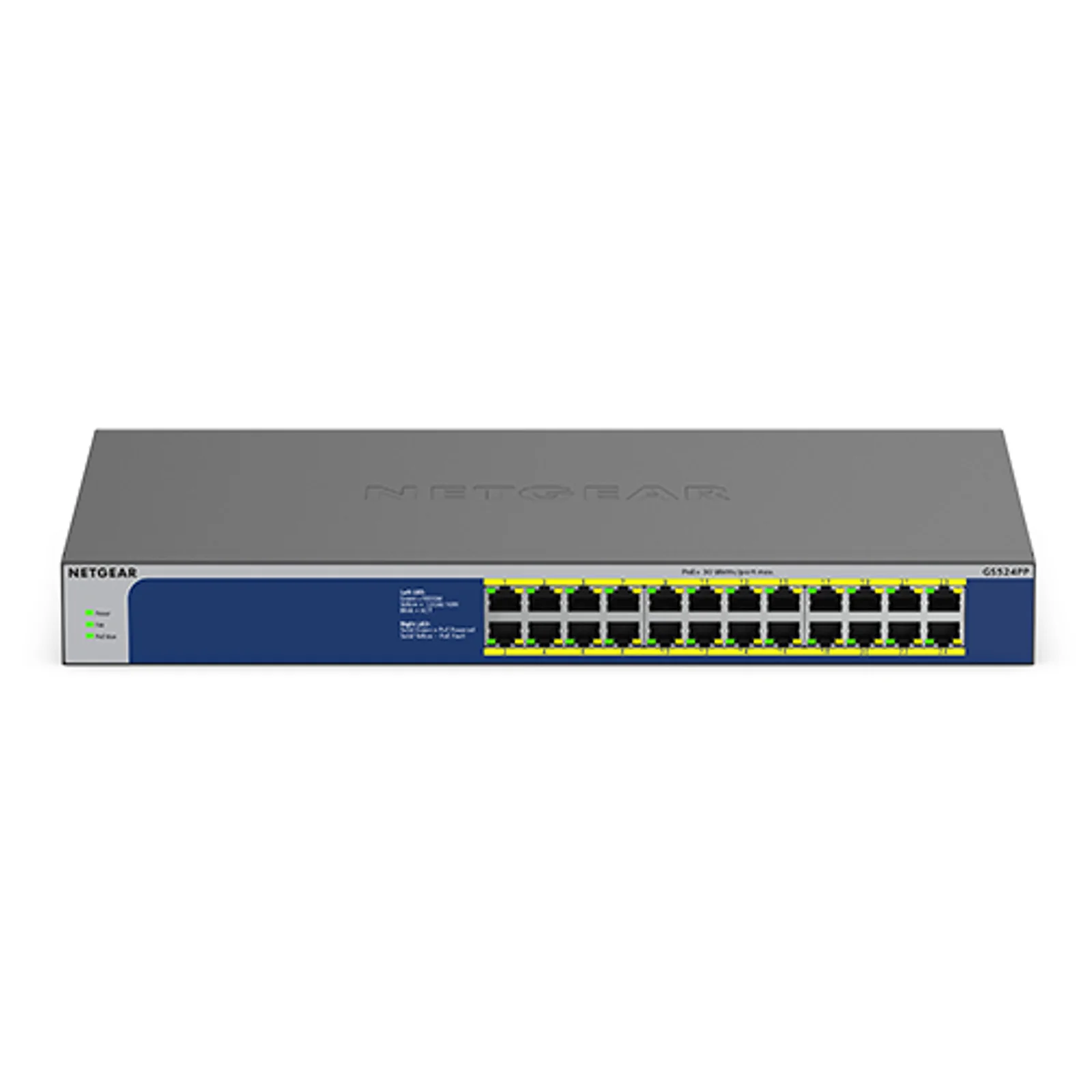 GS524PP Non-géré Gigabit Ethernet (10/100/1000) Connexion Ethernet, supportant l'alimentation via ce port (PoE) Gris