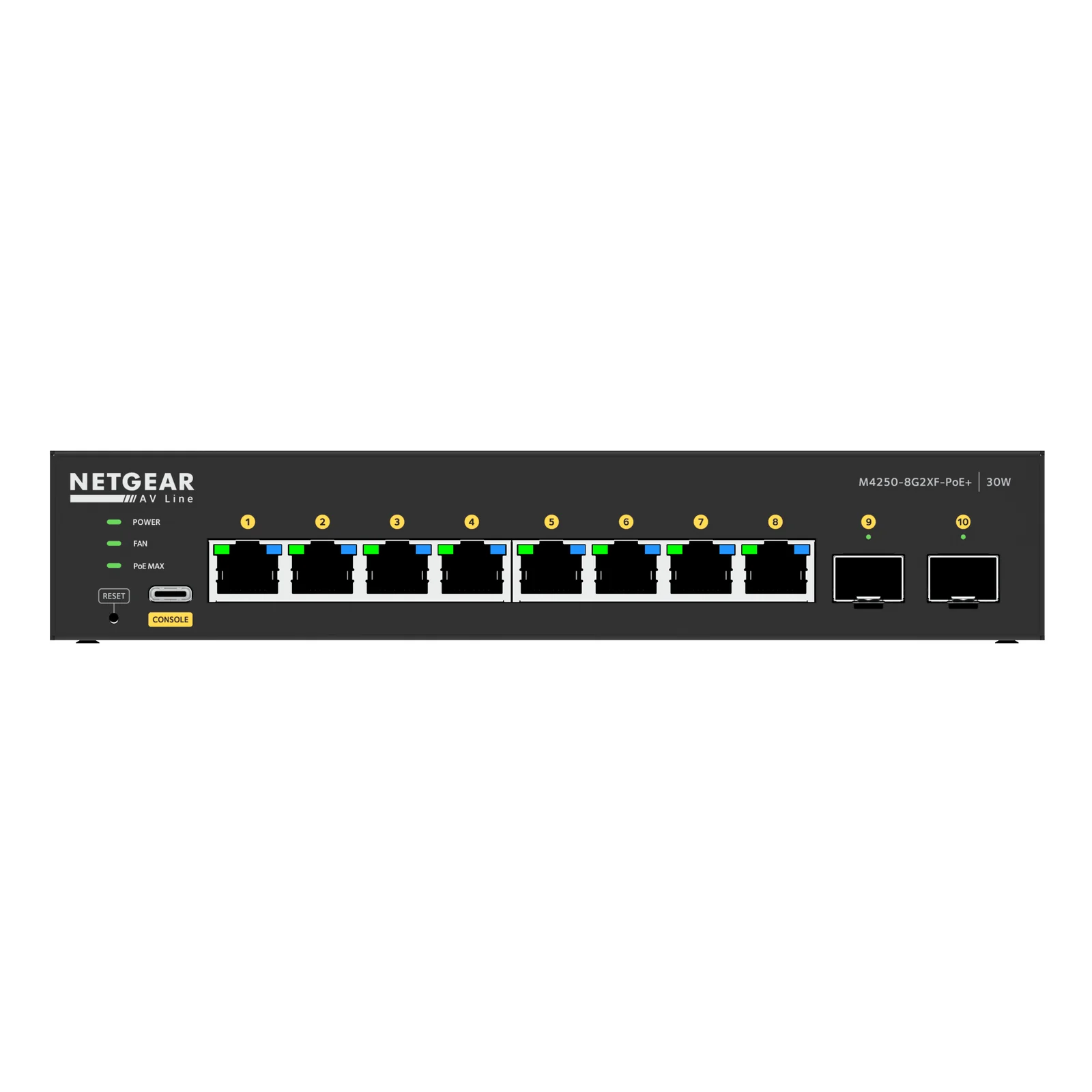NETGEAR GSM4210PX-100EUS commutateur réseau Géré L2/L3 Gigabit Ethernet (10/100/1000) Connexion Ethernet, supportant l'alimentation via ce port (PoE) Noir