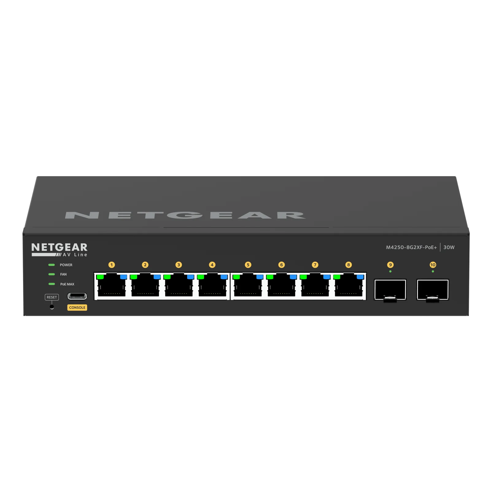 NETGEAR GSM4210PX-100EUS commutateur réseau Géré L2/L3 Gigabit Ethernet (10/100/1000) Connexion Ethernet, supportant l'alimentation via ce port (PoE) Noir
