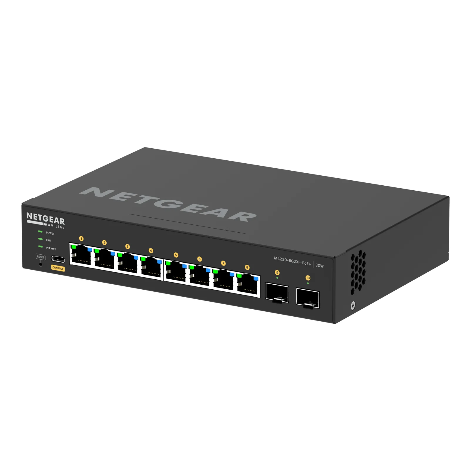 NETGEAR GSM4210PX-100EUS commutateur réseau Géré L2/L3 Gigabit Ethernet (10/100/1000) Connexion Ethernet, supportant l'alimentation via ce port (PoE) Noir