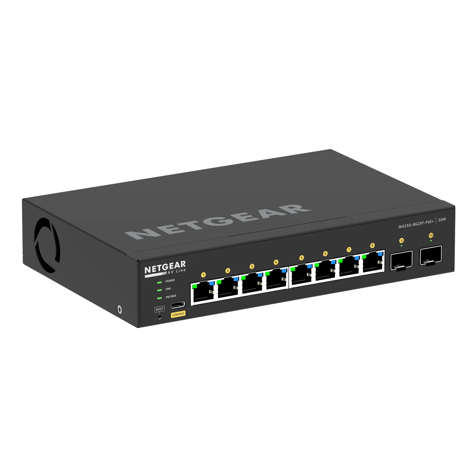 NETGEAR GSM4210PX-100EUS commutateur réseau Géré L2/L3 Gigabit Ethernet (10/100/1000) Connexion Ethernet, supportant l'alimentation via ce port (PoE) Noir