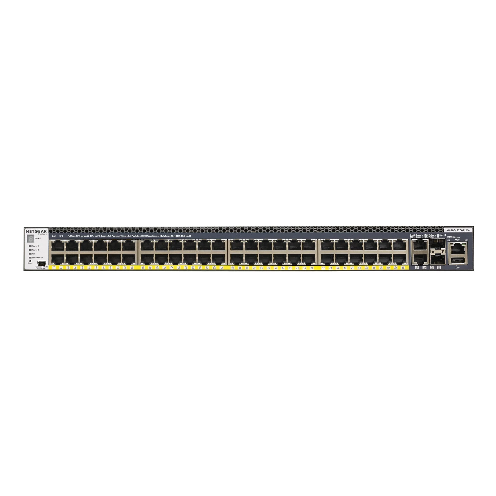 M4300-52G-PoE+ 1000W PSU Géré L2/L3/L4 Gigabit Ethernet (10/100/1000) Connexion Ethernet, supportant l'alimentation via ce port (PoE) 1U Noir