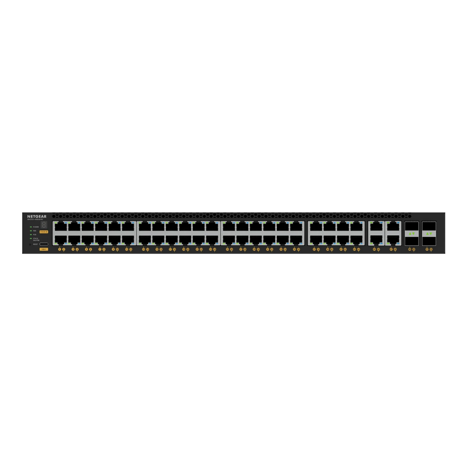 NETGEAR M4350-44M4X4V Géré L3 2.5G Ethernet (100/1000/2500) Connexion Ethernet, supportant l'alimentation via ce port (PoE) 1U Noir