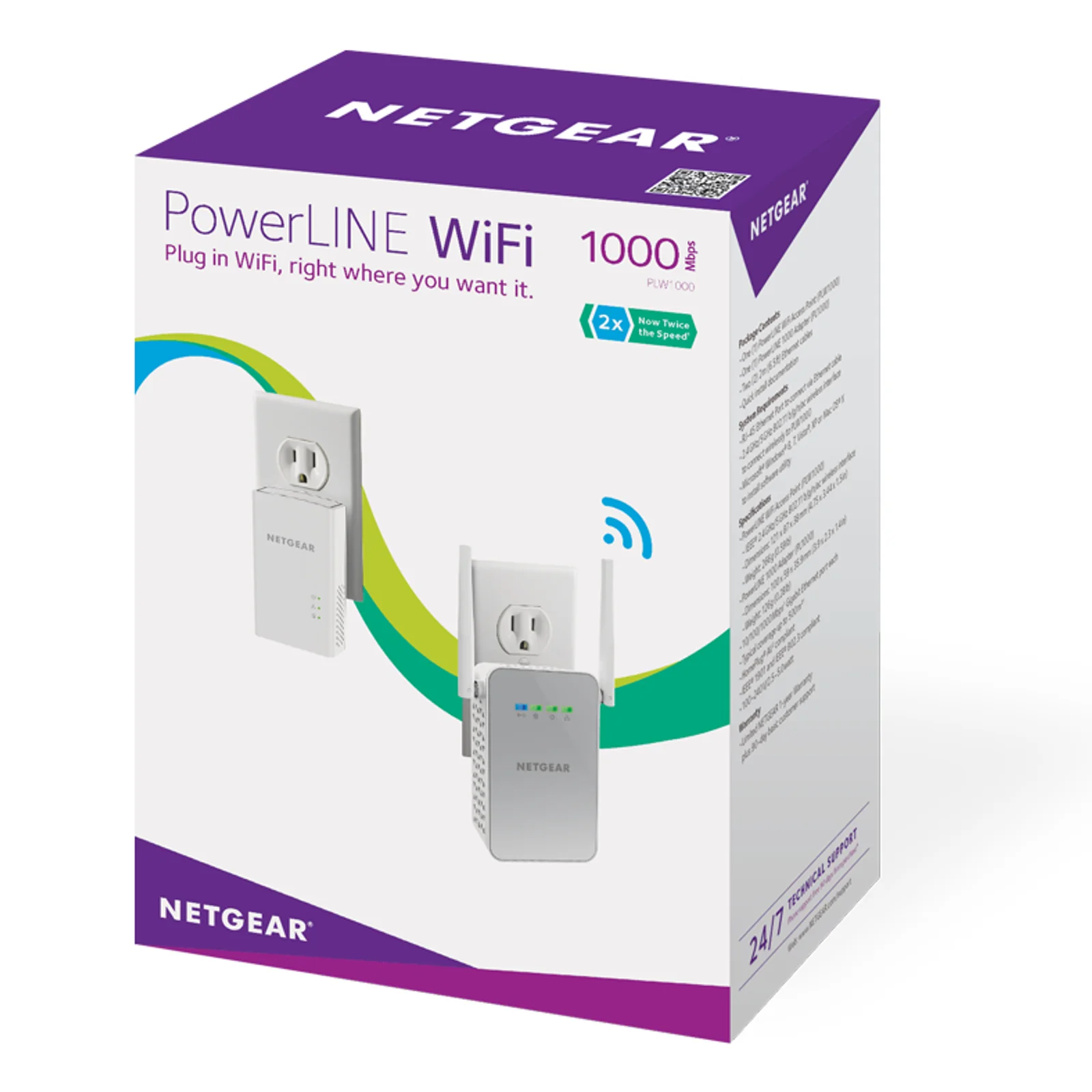 NETGEAR PLW1000 1000 Mbit/s Ethernet/LAN Wifi Blanc