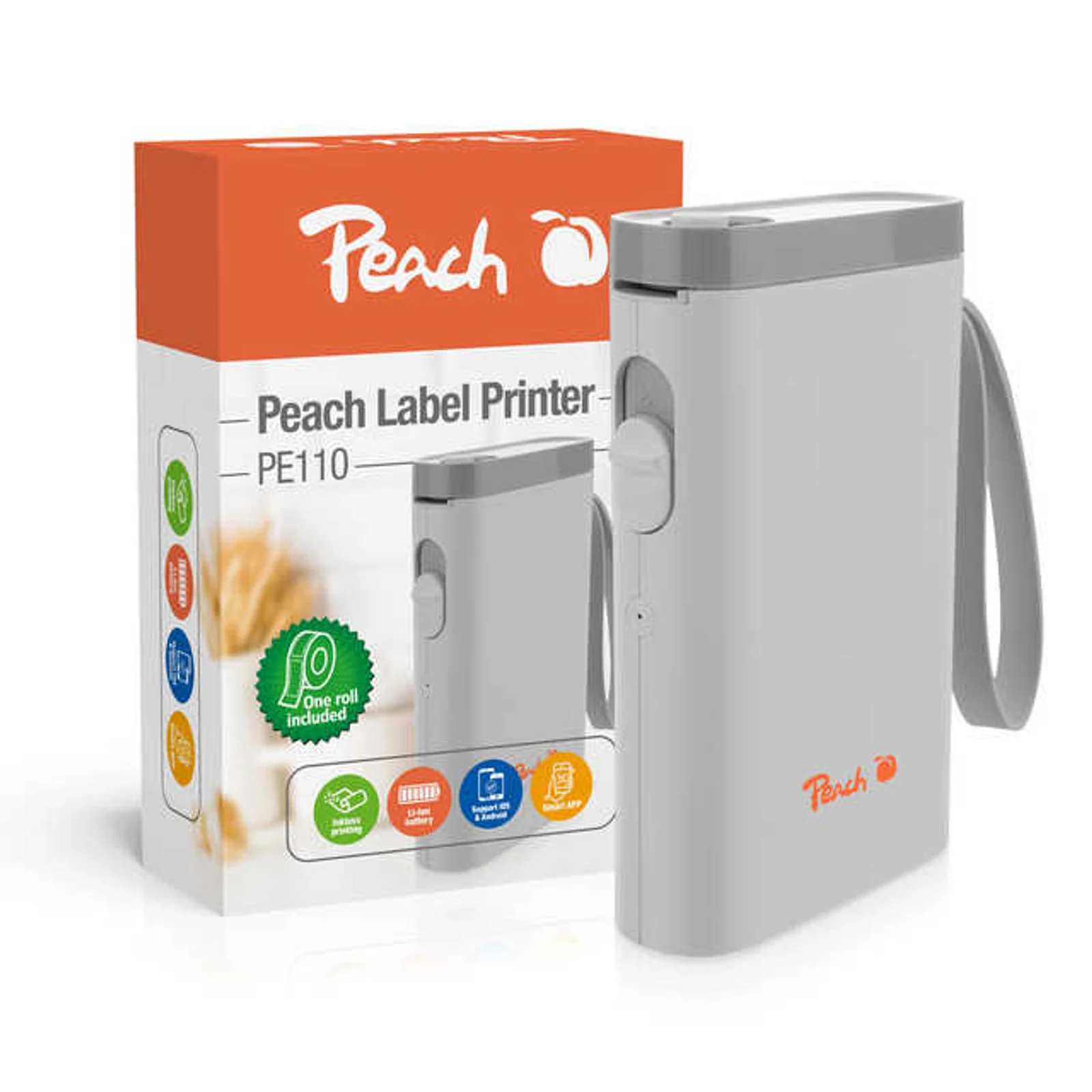 Peach PE110 imprimante pour étiquettes Thermique directe 203 x 203 DPI 60 mm/sec Sans fil Bluetooth
