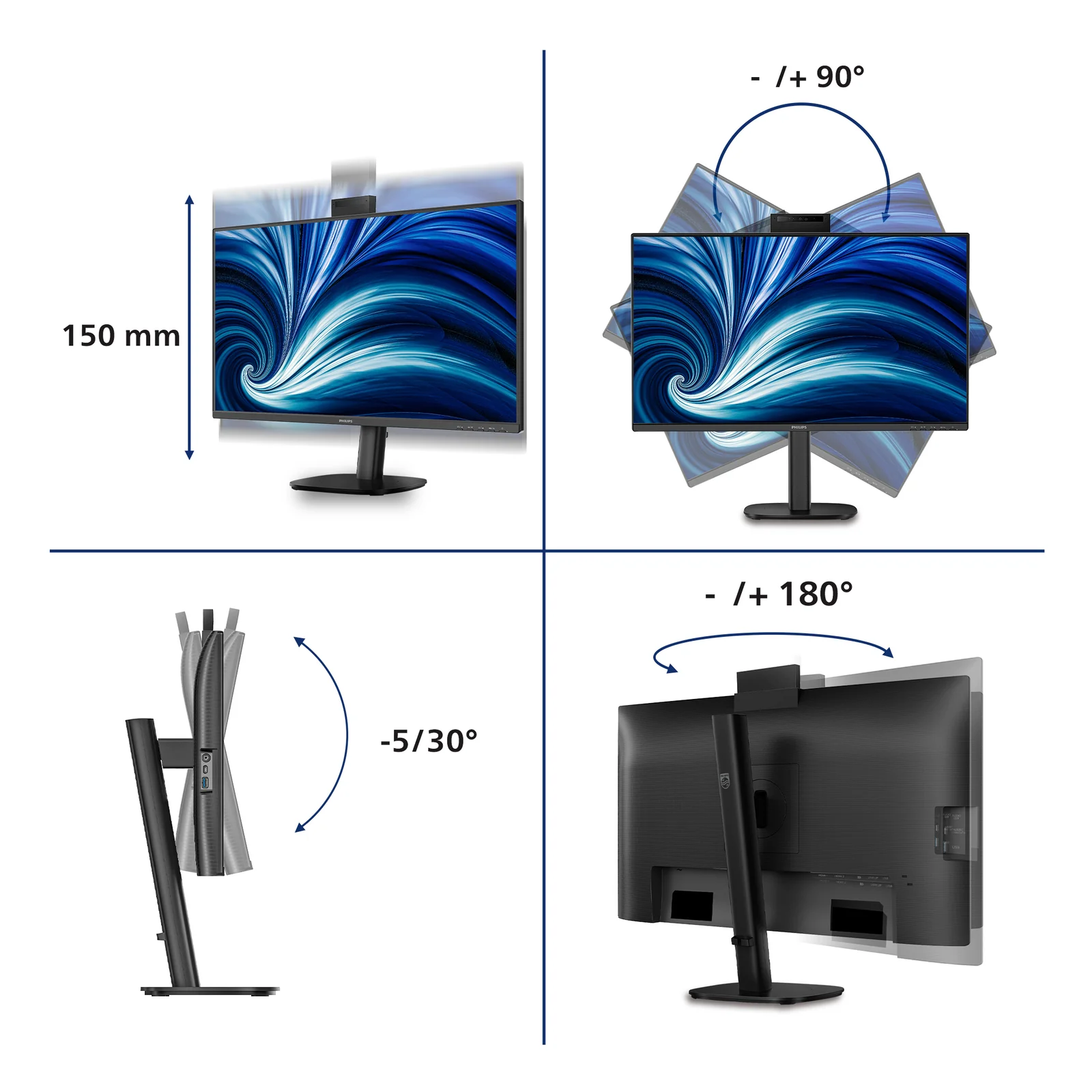 Philips 27B2N3500JH écran plat de PC 68,6 cm (27") 2560 x 1440 pixels Quad HD LCD Noir
