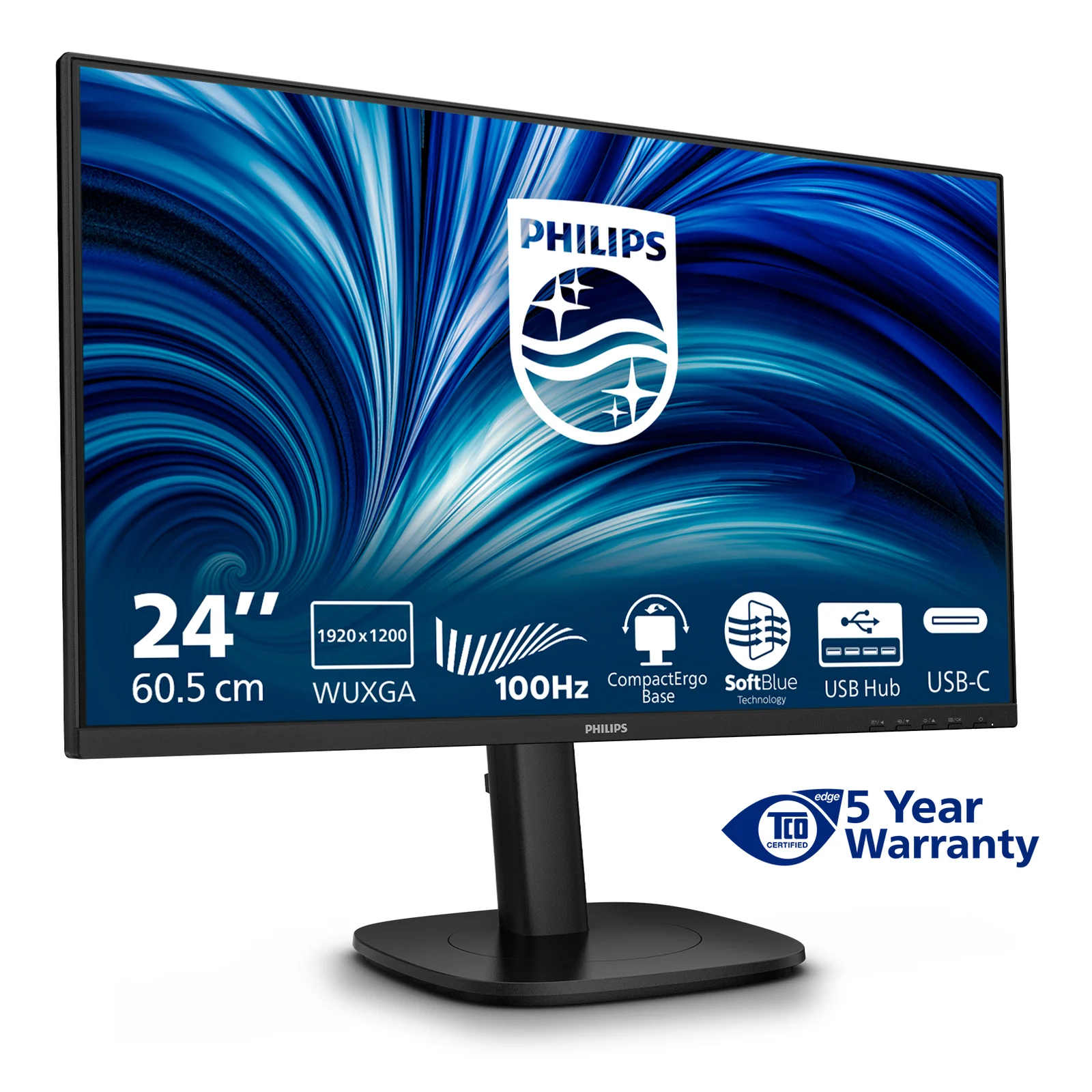 Philips 3000 series 24B2N3200D/00 écran plat de PC 61,2 cm (24.1") 1920 x 1200 pixels WUXGA LCD Noir