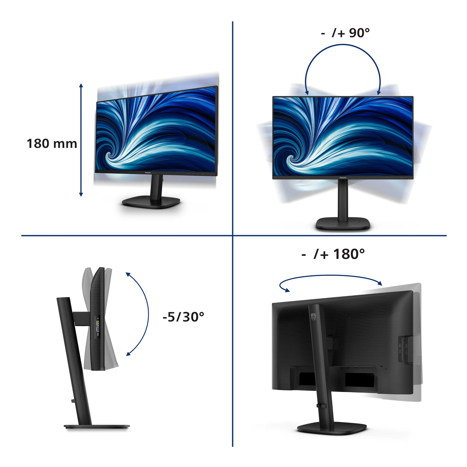Philips 3000 series 24B2N3200D/00 écran plat de PC 61,2 cm (24.1") 1920 x 1200 pixels WUXGA LCD Noir