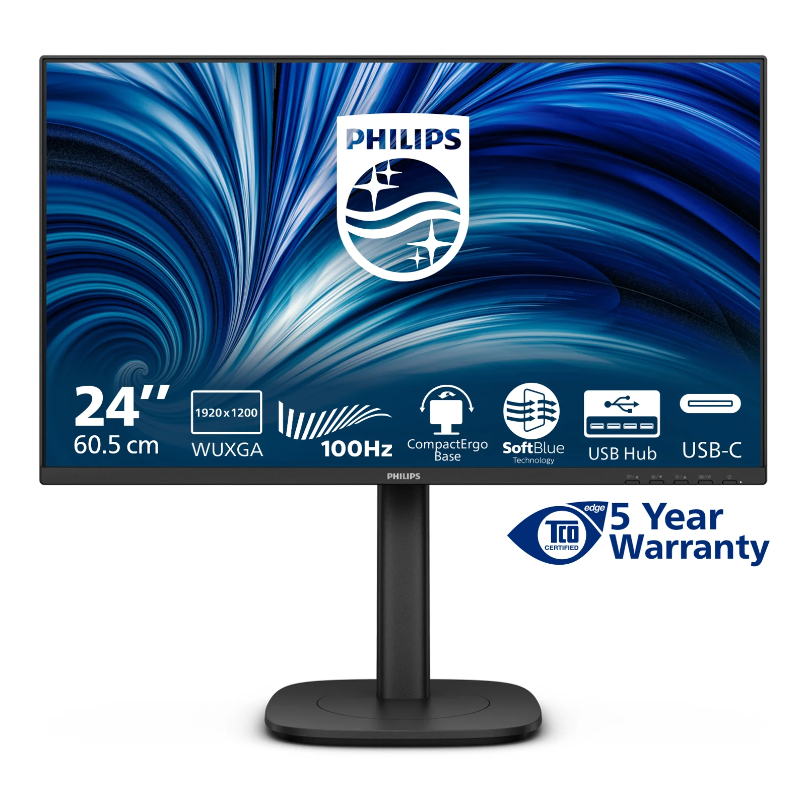 Philips 3000 series 24B2N3200D/00 écran plat de PC 61,2 cm (24.1") 1920 x 1200 pixels WUXGA LCD Noir