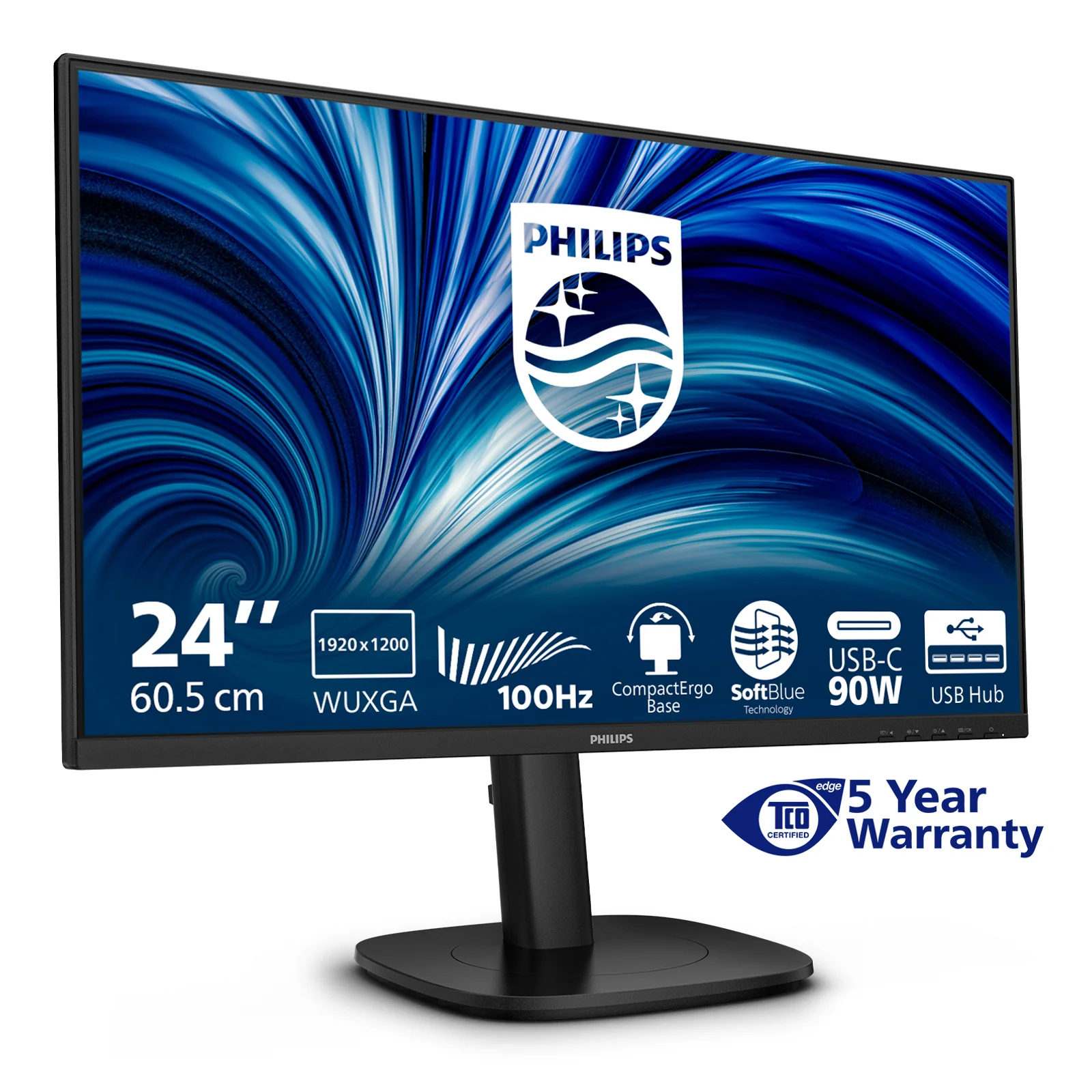 Philips 3000 series 24B2U3301D/00 écran plat de PC 61,2 cm (24.1") 1920 x 1200 pixels WUXGA LCD Noir