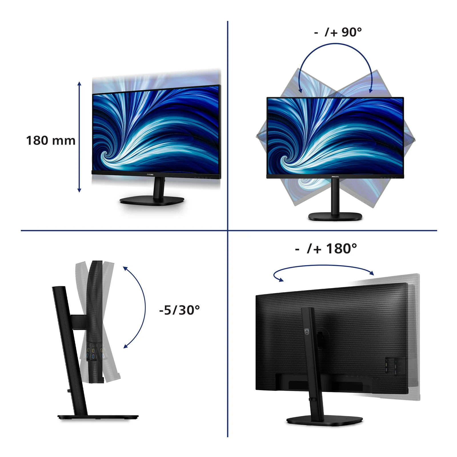 Philips 3000 series 32B2N3500/00 écran plat de PC 80 cm (31.5") 2560 x 1440 pixels Quad HD LCD Noir