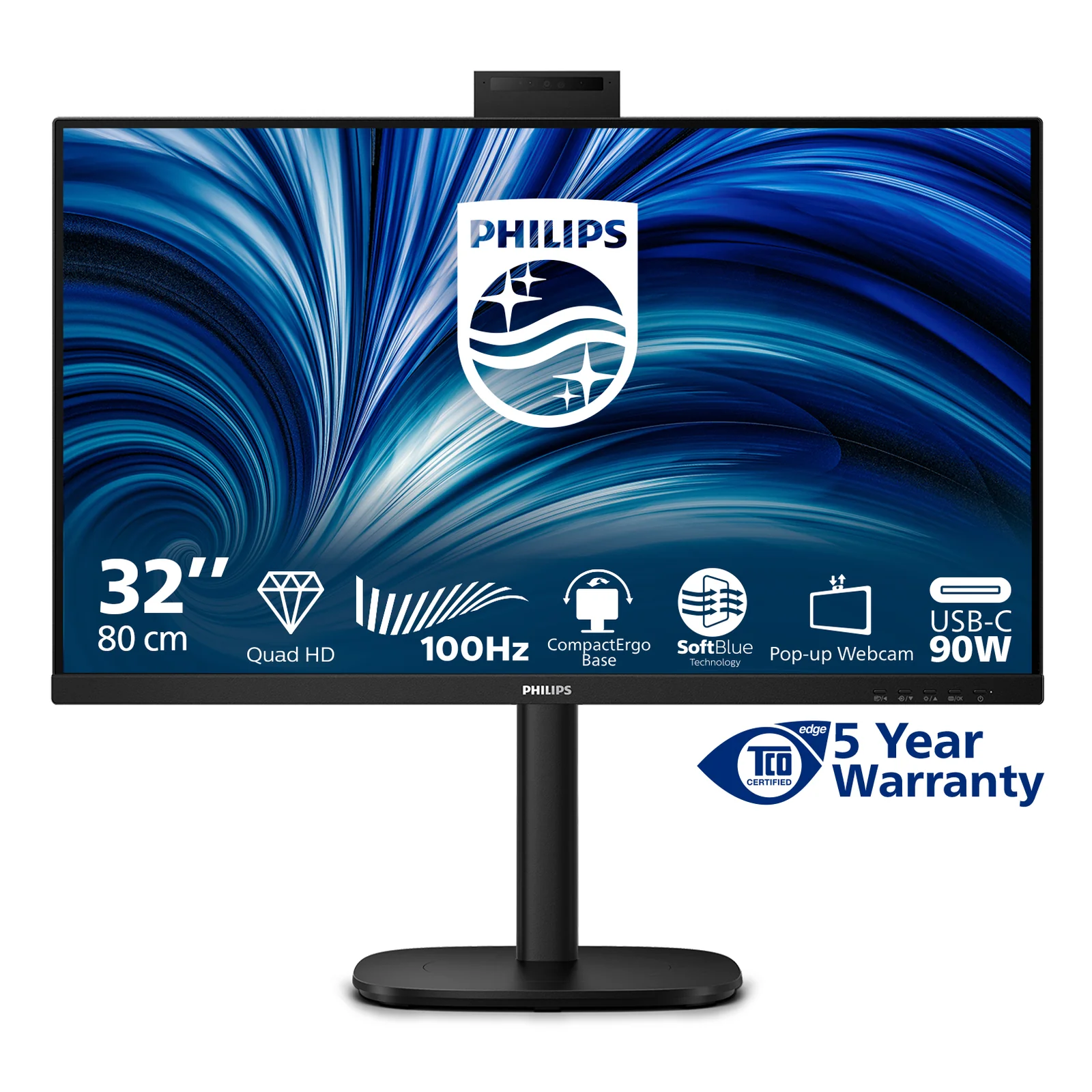 Philips 3000 series 32B2U3601H/00 écran plat de PC 80 cm (31.5") 2560 x 1440 pixels Quad HD LCD Noir