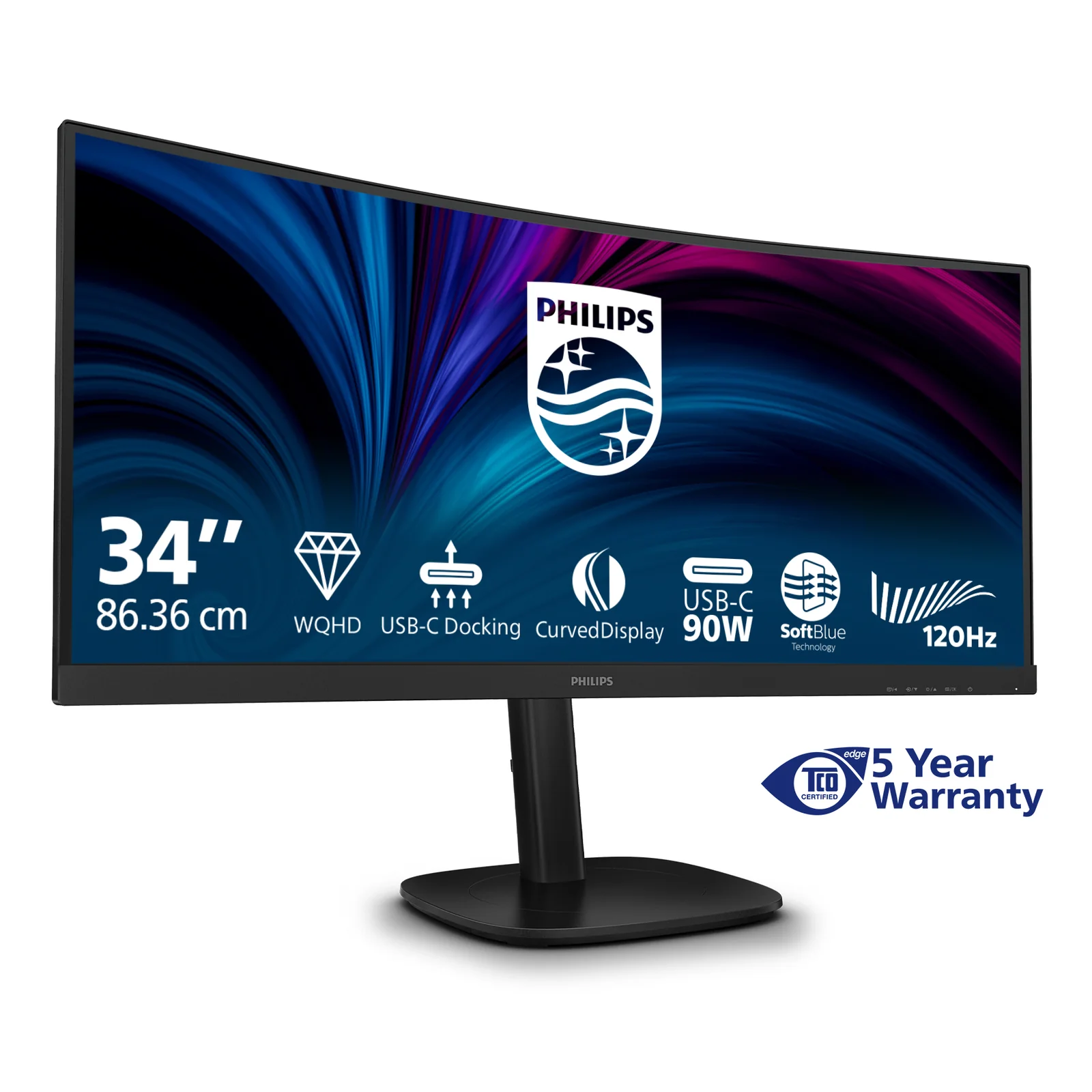 Philips 3000 series 34B2U3600C/00 écran plat de PC 86,4 cm (34") 3440 x 1440 pixels Wide Quad HD LCD Noir
