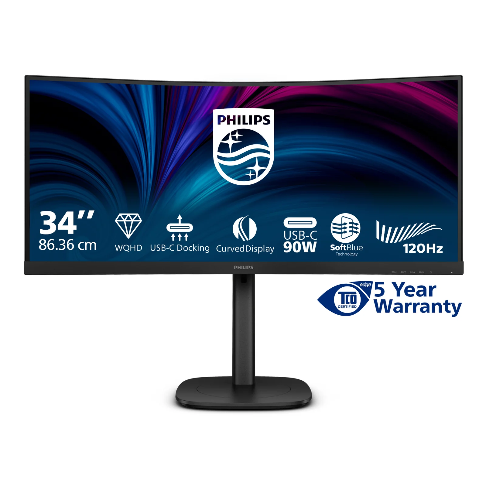 Philips 3000 series 34B2U3600C/00 écran plat de PC 86,4 cm (34") 3440 x 1440 pixels Wide Quad HD LCD Noir