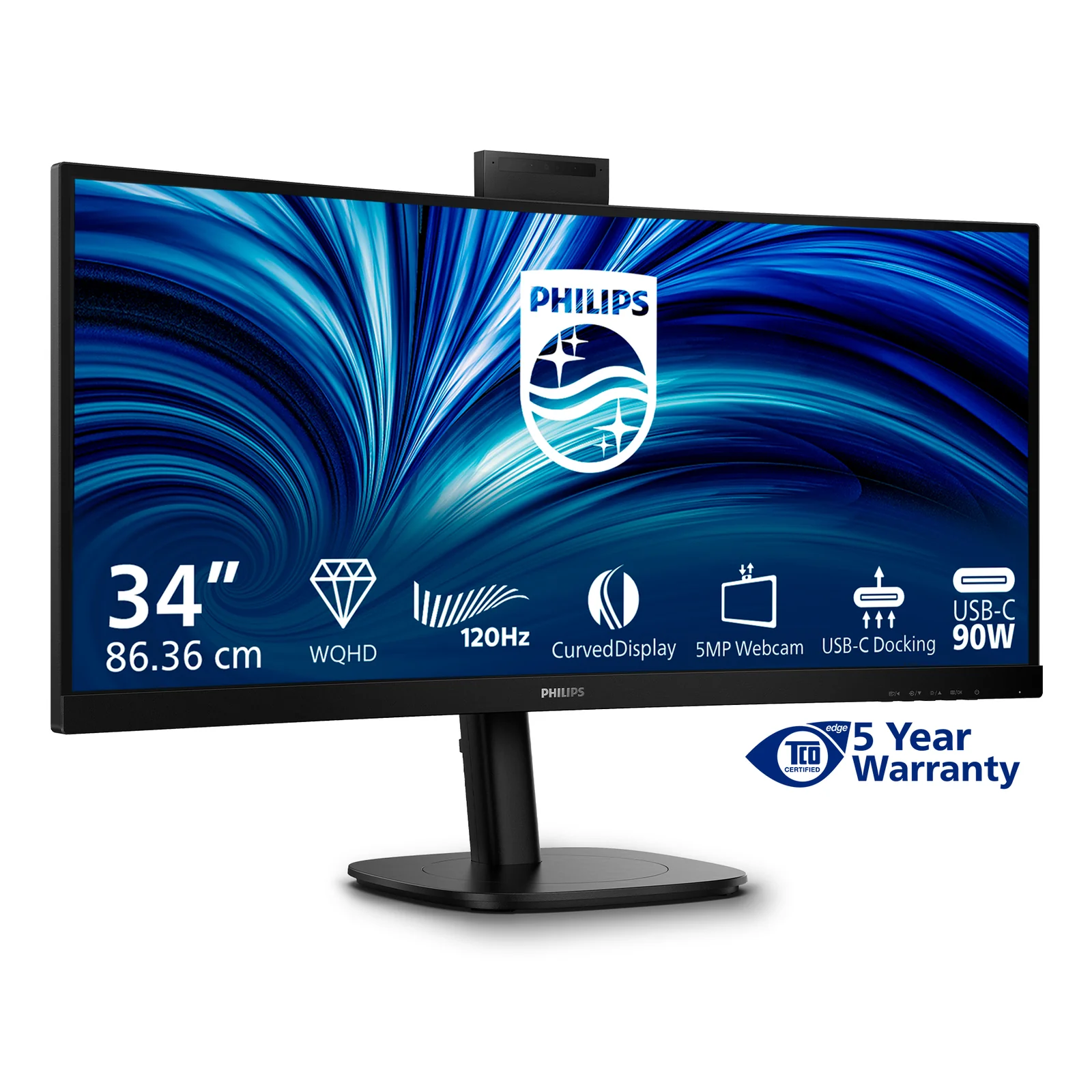 Philips 3000 series 34B2U3600CH/00 écran plat de PC 86,4 cm (34") 3440 x 1440 pixels Wide Quad HD LCD Noir