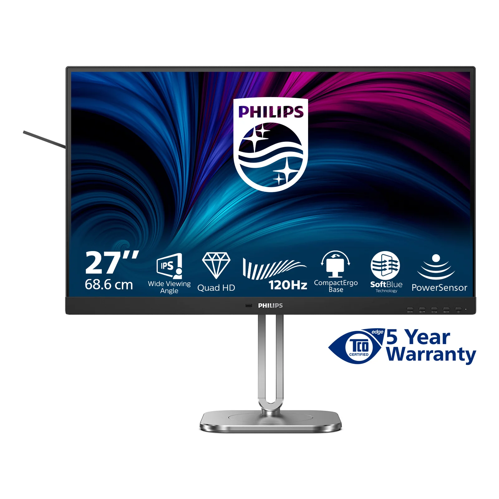 Philips 4000 series 27B2N4500/00 écran plat de PC 68,6 cm (27") 2560 x 1440 pixels Quad HD LCD Gris