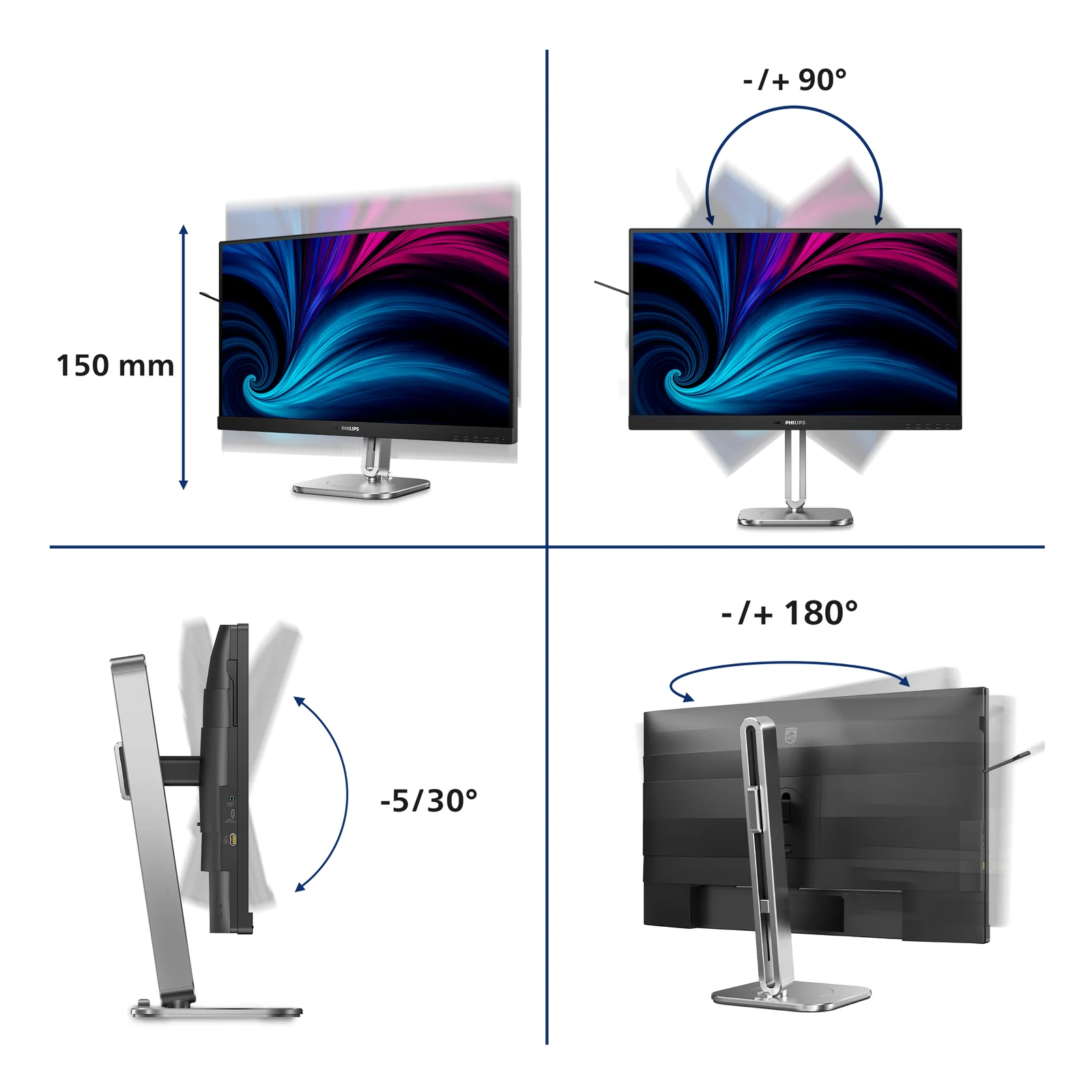 Philips 4000 series 27B2N4500/00 écran plat de PC 68,6 cm (27") 2560 x 1440 pixels Quad HD LCD Gris