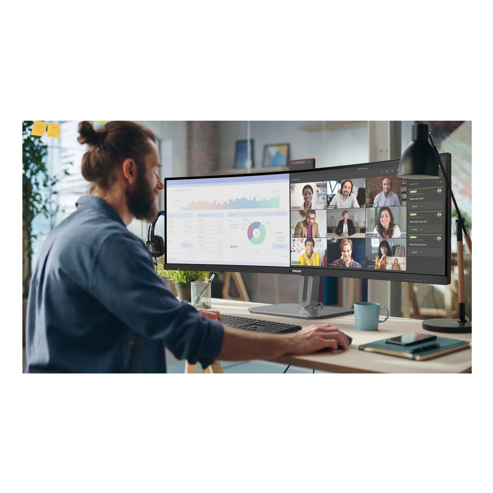 Philips 49B2U6900CH/00 écran plat de PC 124 cm (48.8") 5120 x 1440 pixels Dual QHD LCD Noir